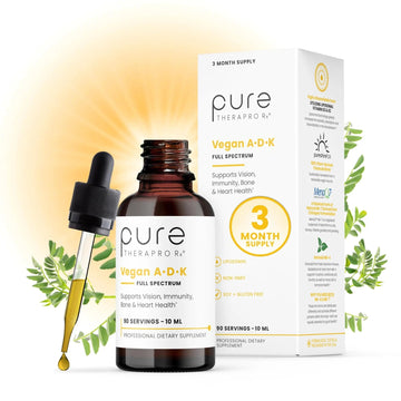 Pure Therapro Rx Vegan A-D-K Drops 10 Ml, Made in USA | 3 Month Supply | Vitamin A (Palmitate), Liposomal Vitamin D3 (Pureshine) Pure Therapro Rx uk supplements