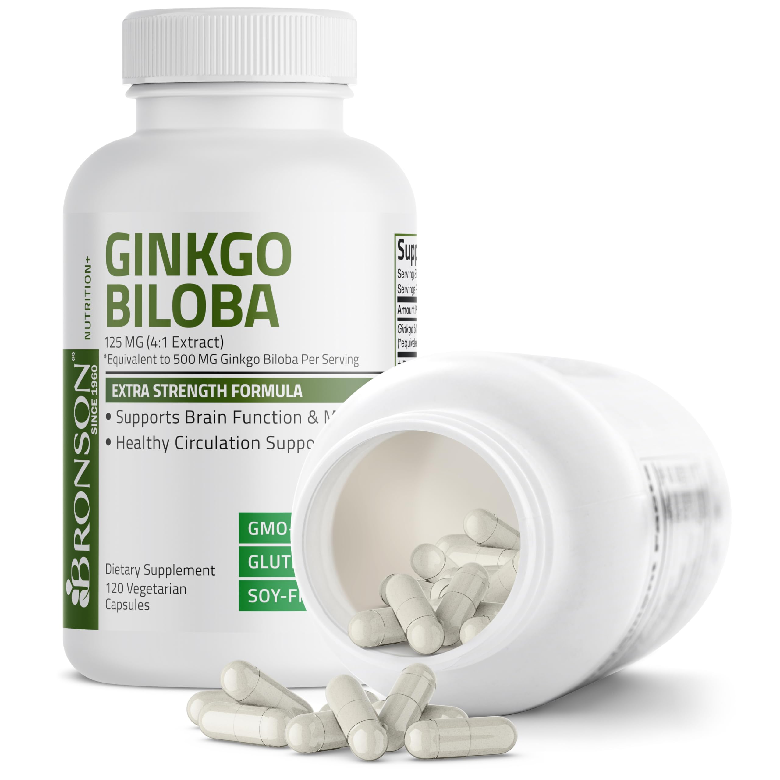 Bronson Ginkgo Biloba Extra Strength 125mg (4:1 Extract) Equivalent to 500mg Bronson uk supplements