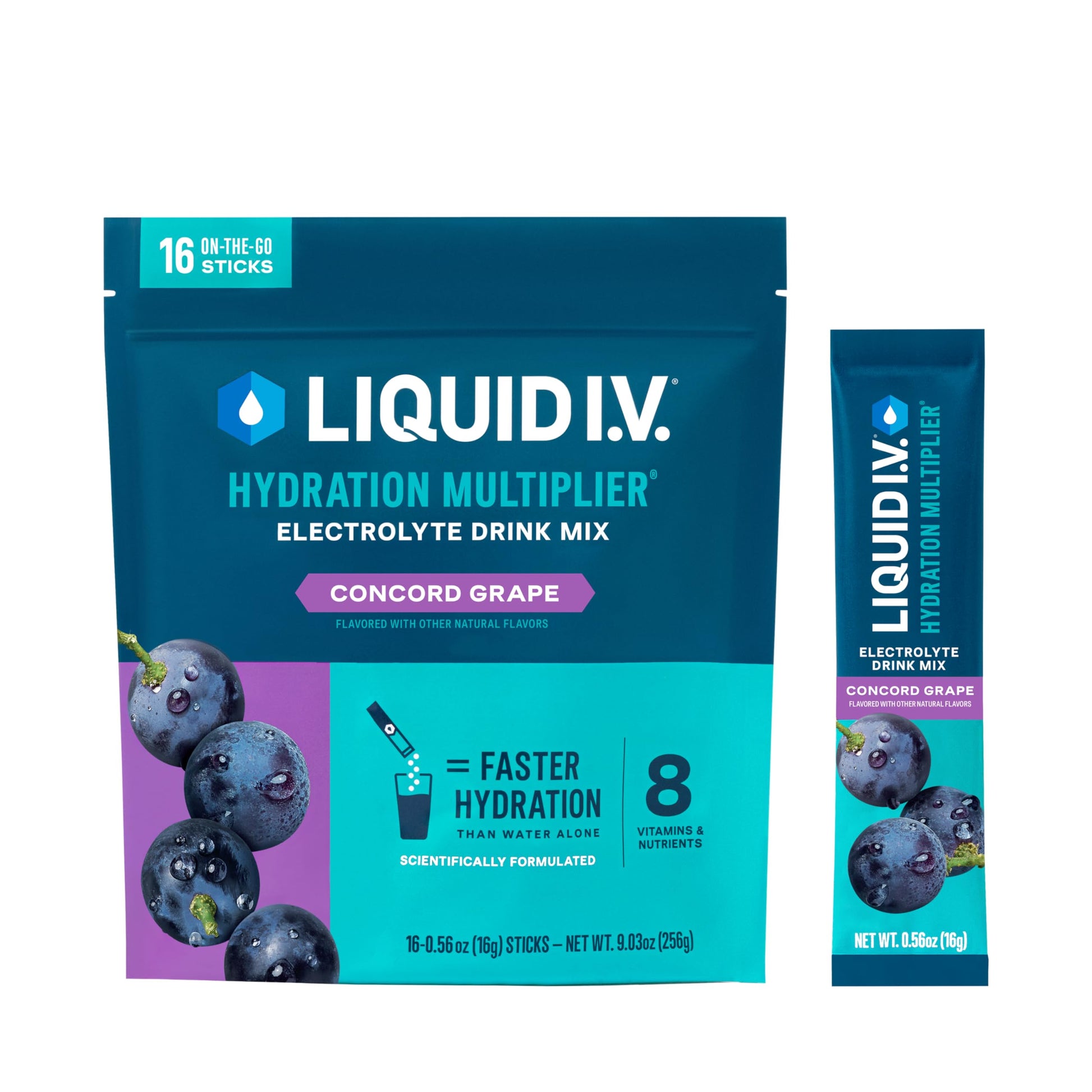 Liquid I.V.® Hydration Multiplier - Concord Grape | Electrolyte Powder Drink Mix | 1 Pack (16 Servings) Liquid I.V. uk supplements