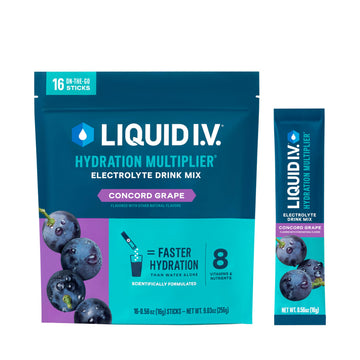Liquid I.V.® Hydration Multiplier - Concord Grape | Electrolyte Powder Drink Mix | 1 Pack (16 Servings) Liquid I.V. uk supplements
