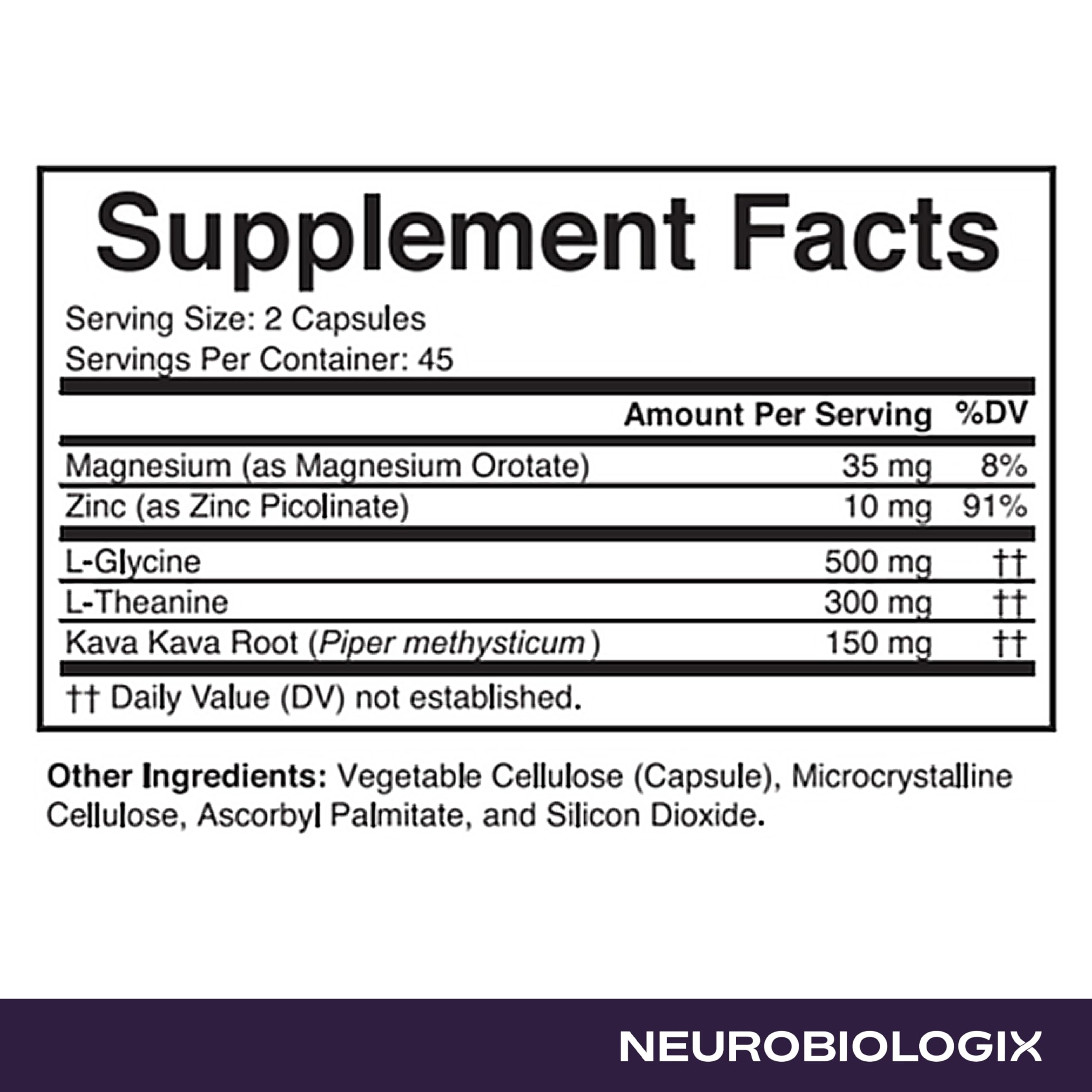 Neurobiologix Neuro Calm & Rebalance, L Theanine, Magnesium, Zinc & Kava Kava Complex for Calm Mood Balance and Stress Support, GABA Activity Support Supplement, Gluten Free, Vegetarian, 90 Capsules Neurobiologix uk supplements