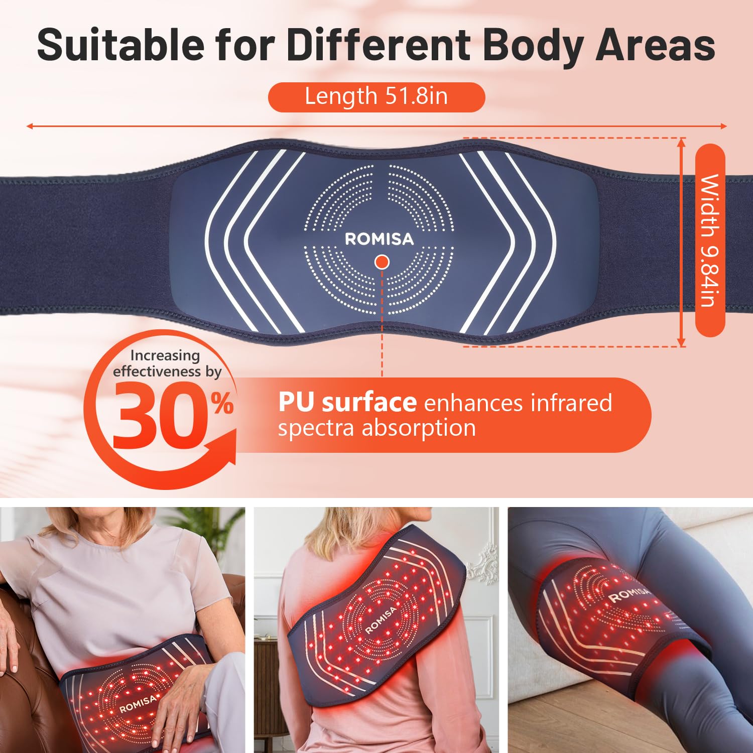 ROMISA Red Light Therapy Belt - Infrared Light Therapy Vibration Rechargeable 660nm&850nm ROMISA uk supplements
