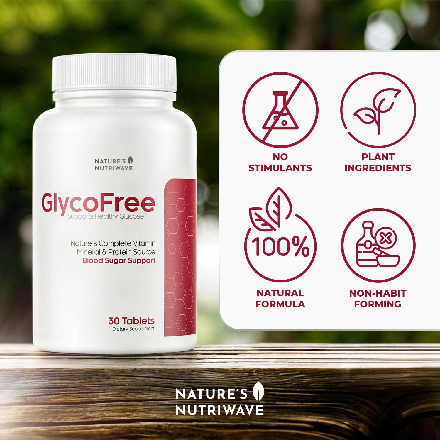 Nature’s NutriWave GLYCOFREE Supplement, Natural Plant-Based Blend with Berberine, Bitter Melon, Cinnamon, Inulin | Non-GMO, Made in USA - 30 Tablets, 3 Month Supply Nature’s NutriWave uk supplements