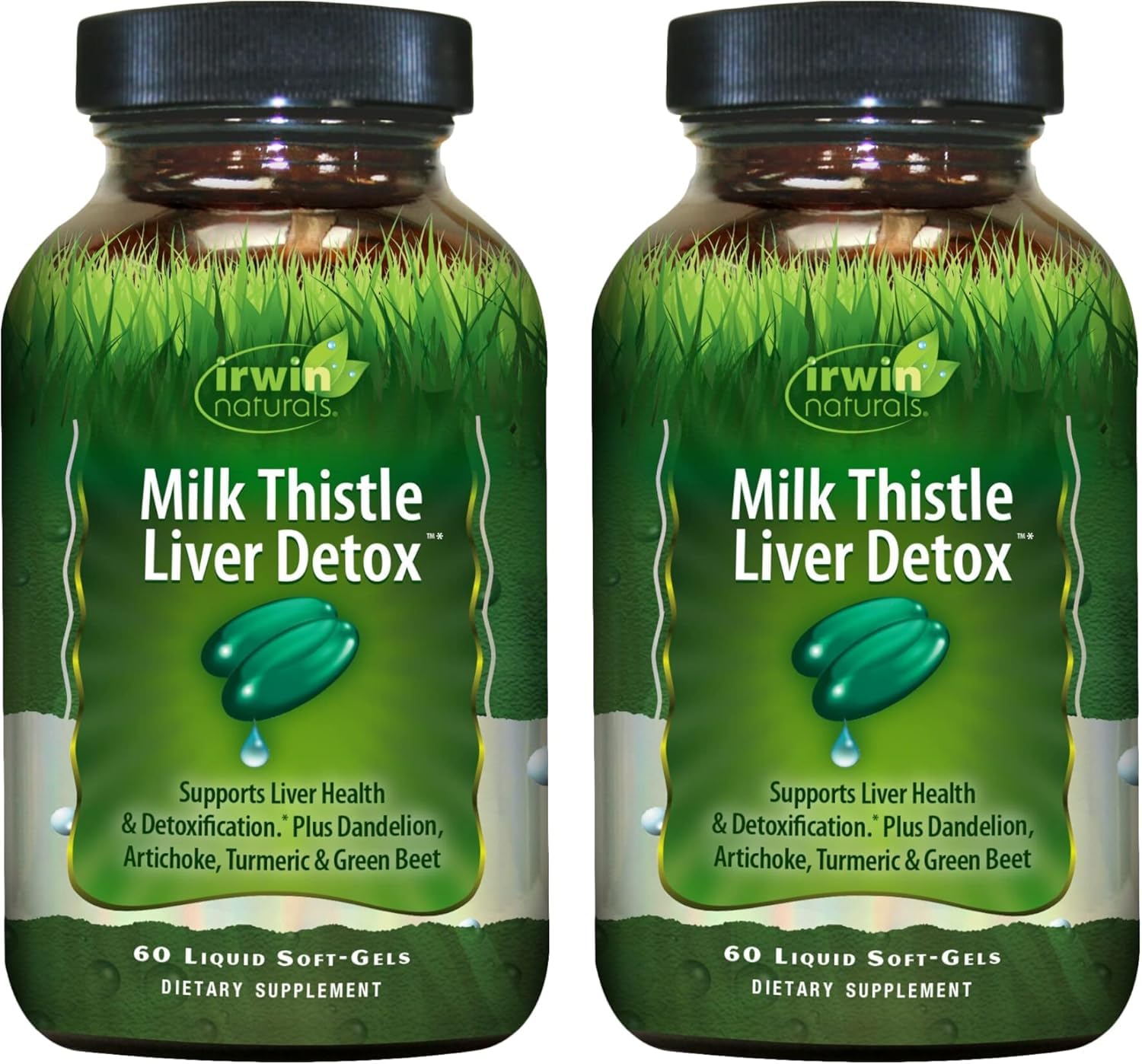 Irwin Naturals Milk Thistle Liver Detox - 60 Liquid Soft-Gels, Pack of 2 - Supports Liver Health with Dandelion, Artichoke, Turmeric & Green Beet Root - 60 Total Servings Irwin Naturals uk supplements