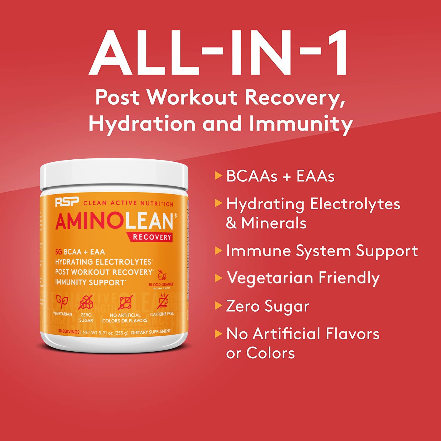 RSP AminoLean Recovery - Post Workout BCAAs Amino Acids Supplement + Electrolytes RSP NUTRITION uk supplements