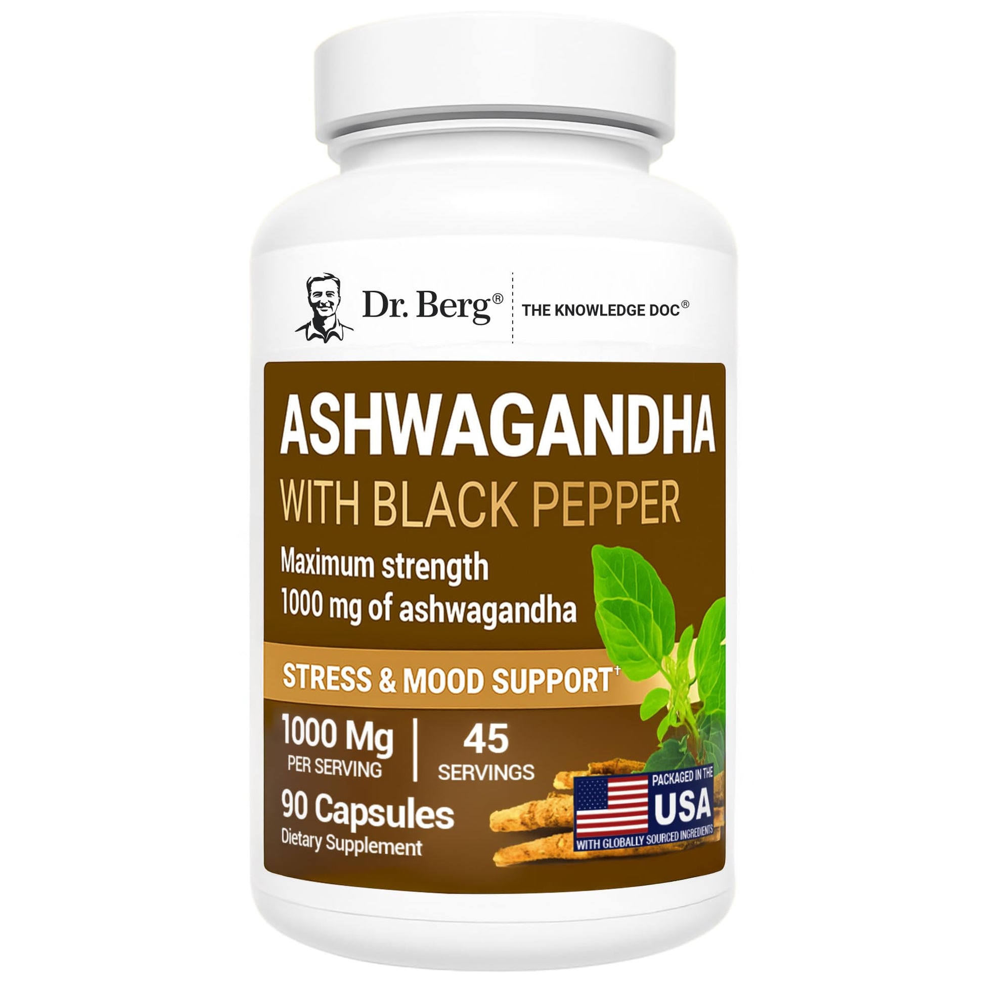 Dr. Berg Ashwagandha Capsules 1000mg - Includes Ashwagandha Root with Black Pepper from Bioperine - Ashwagandha Supplements 90 Capsules Dr. Berg Nutritionals uk supplements