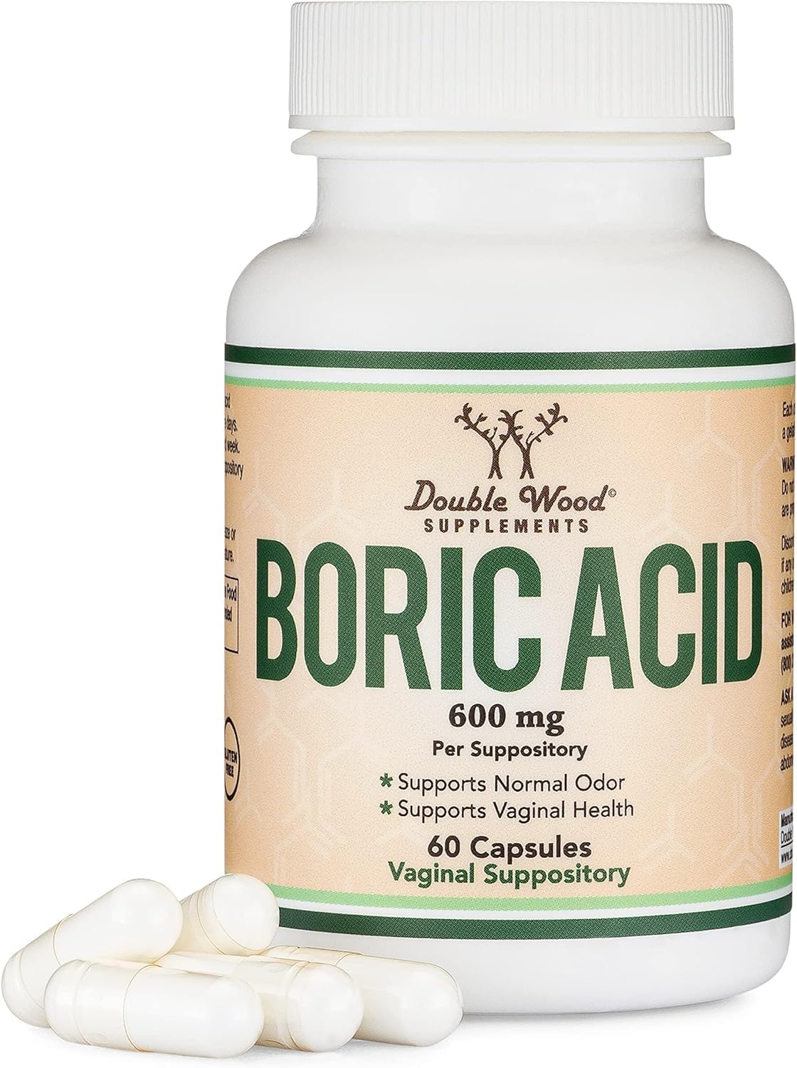 Boric Acid Suppositories 60 Count, Supports Women Health (Easy Dissolve, Third Party Tested) by Double Wood Double Wood Supplements uk supplements
