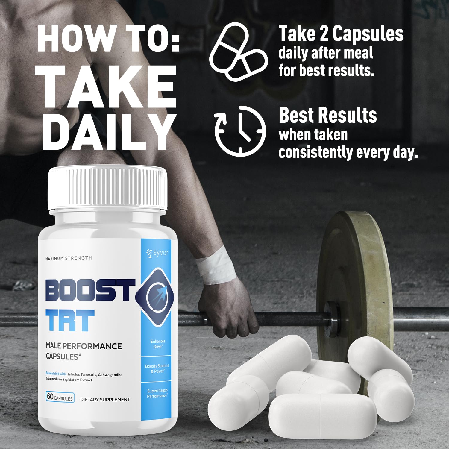 (2 Pack) Boost TRT Capsules, Official BoostTRT Capsules with All Natural Ingredients, Advanced Health & Wellness Support Formula with Max Strength Premium Active Lifestyle Vitamins (120 Capsules) Syvor uk supplements