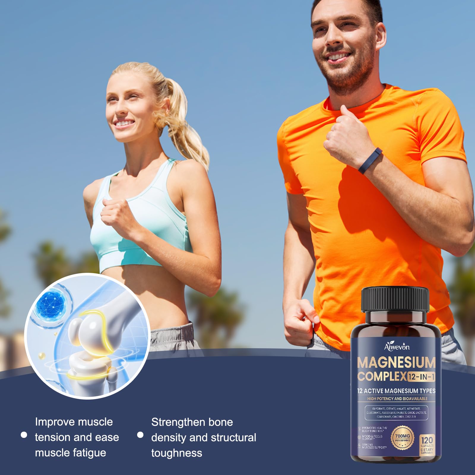 Magnesium Complex 700mg, 12 in 1 Magnesium Supplement with Glycinate, Citrate, Malate, Oxide, Taurate & Orotate, High Absorption Magnesium for Sleep, Muscle, Nerve & Heart Support, Vegan, 120 Capsules Aiwevon uk supplements