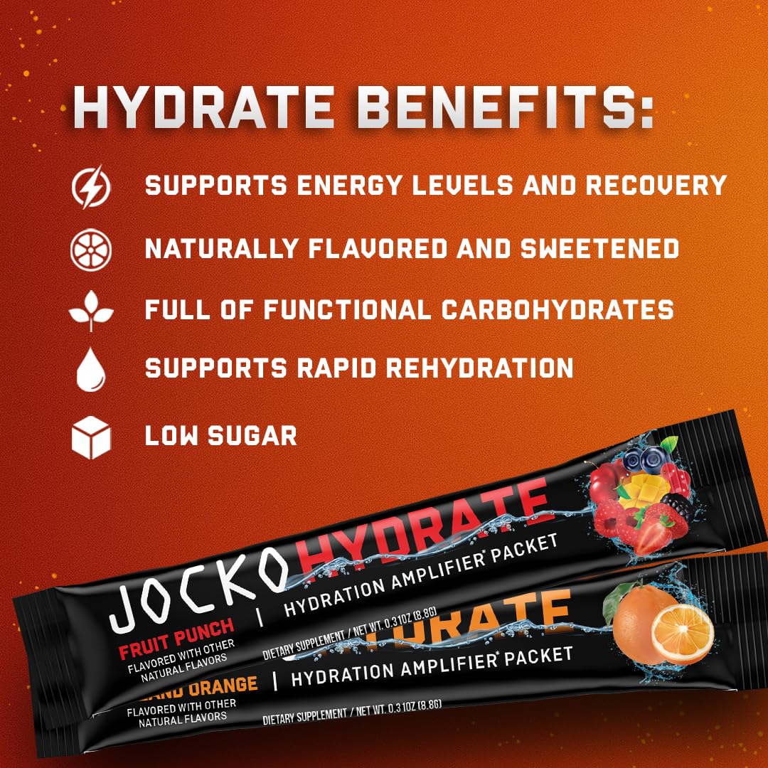 Jocko Fuel Hydrate Electrolytes Powder Packets Low Sugar - Hydration Amplifier Packets for Recovery, Dehydration, & Exercise - with Vitamins B6, B12 & C Jocko Fuel uk supplements