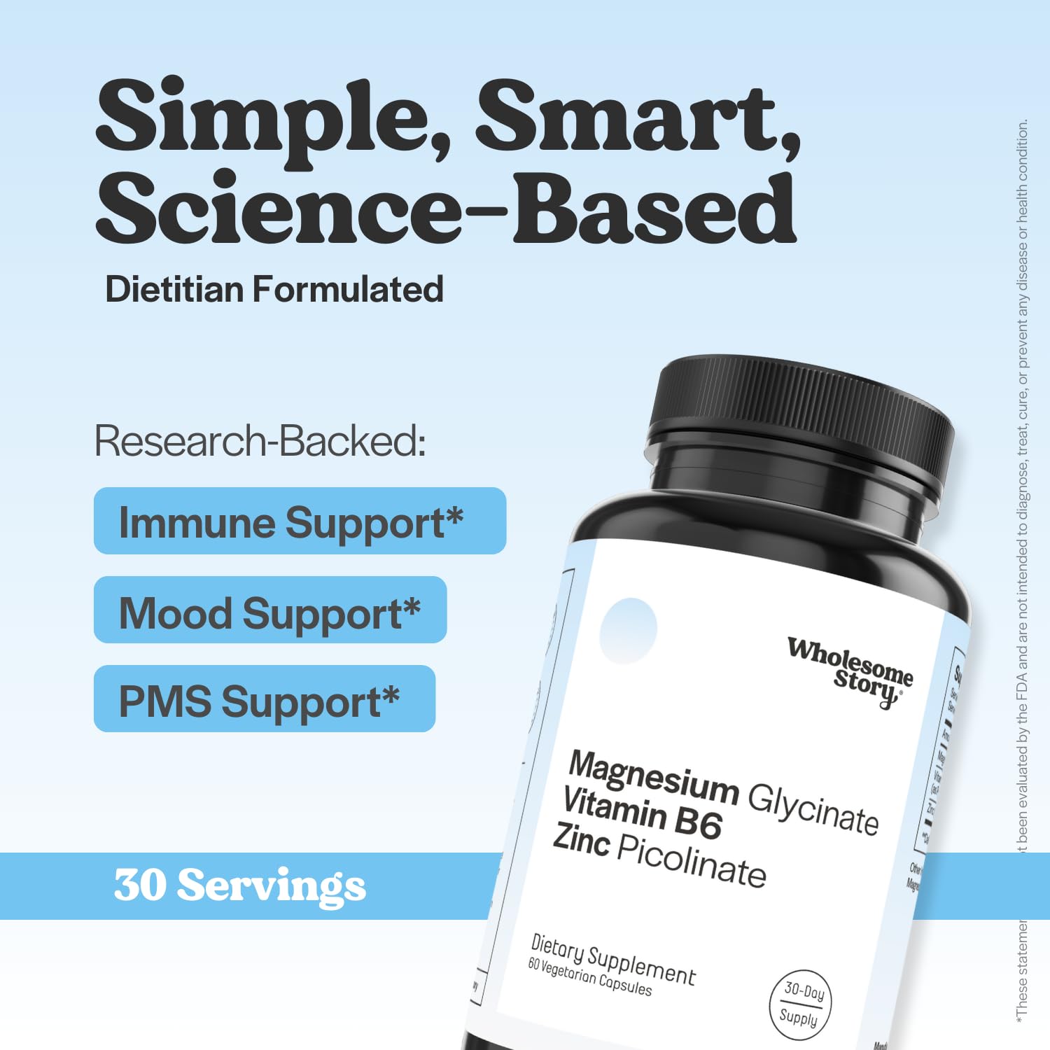 Zinc Picolinate, Magnesium Glycinate Supplements with P5P Vitamin B6 | Magnesium and Zinc Vitamin | Reproductive & Fertility Health, Hormone Balance, Immune System Support | 30 Day Supply Wholesome Story uk supplements