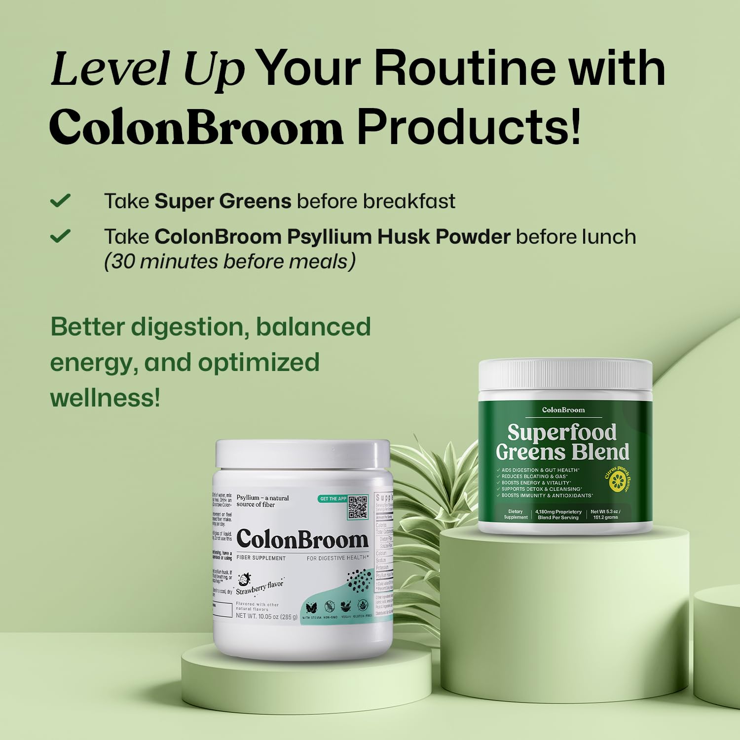 ColonBroom Superfood Greens Powder Supplement | Super Greens Juice Powder with Probiotics, Prebiotics, Spirulina & Chlorella | Natural for Energy, Immunity, Digestion & Detox Support | 28 Servings ColonBroom uk supplements