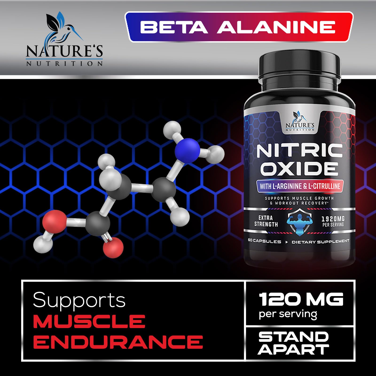 Extra Strength Nitric Oxide Supplement L Arginine 3X Strength - Citrulline Malate, AAKG Nature's Nutrition uk supplements