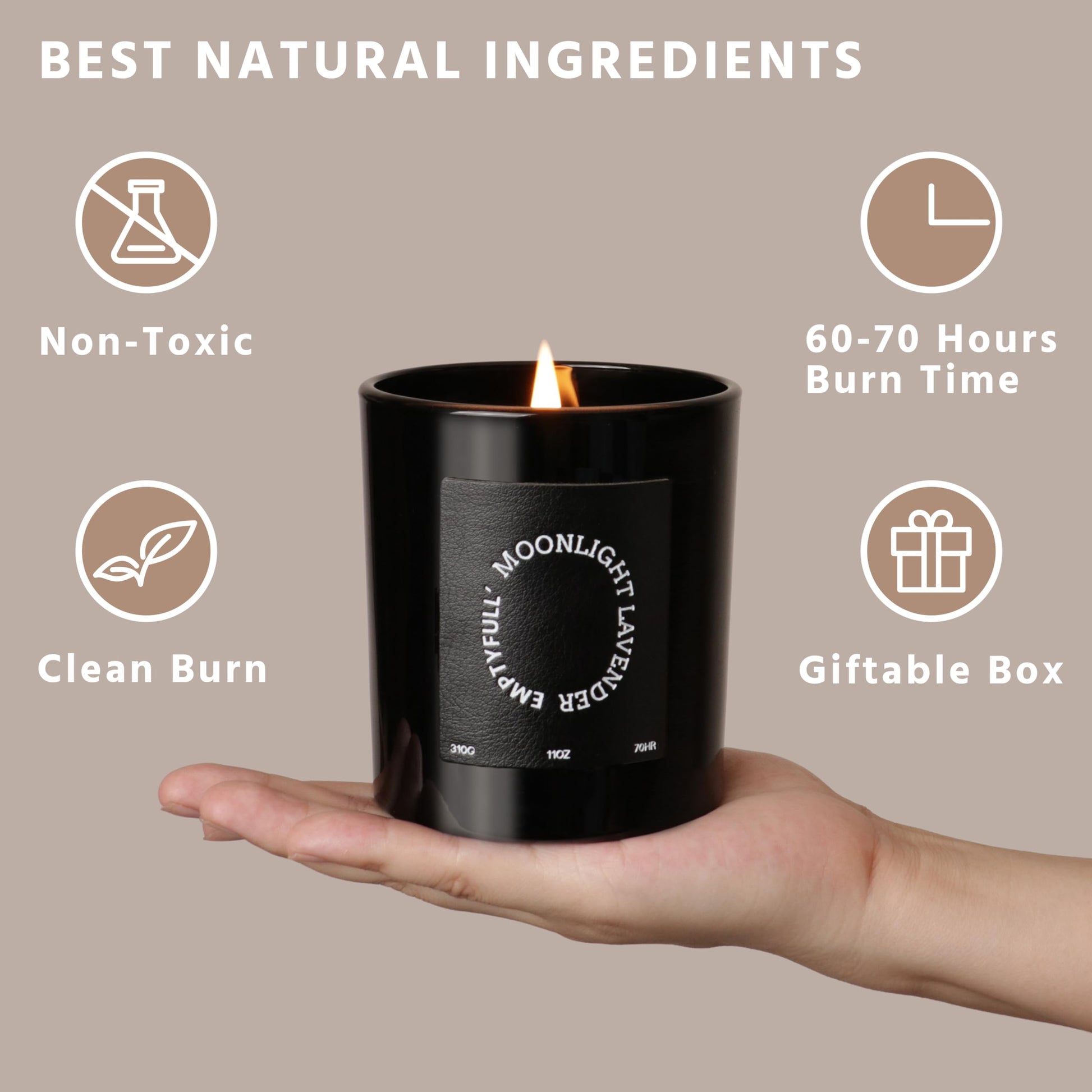 EMPTYFULL Lavender Scented Candles, Wood Wick, 11 oz Large Candle, Natural Soy Candles Emptyfull uk supplements