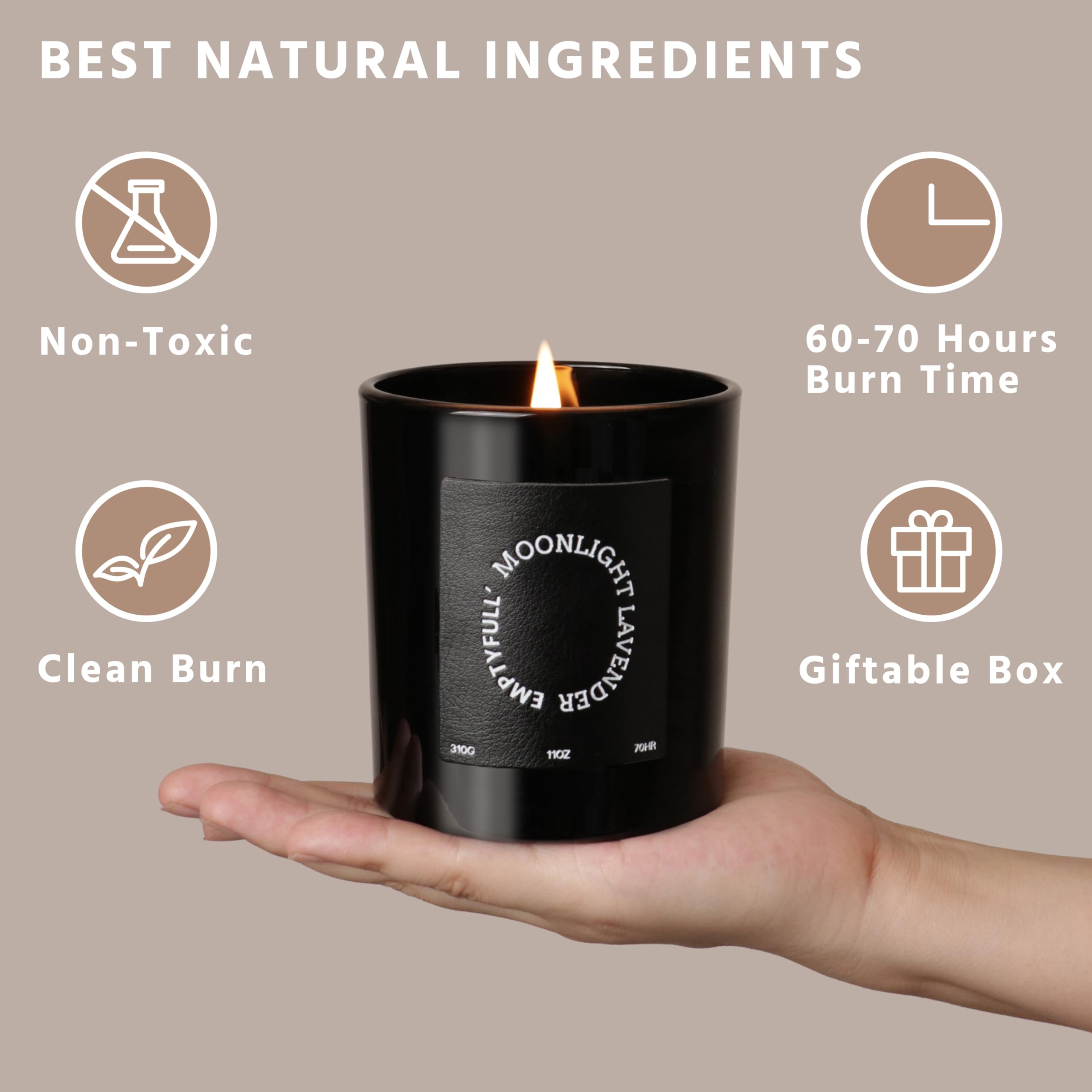 EMPTYFULL Lavender Scented Candles, Wood Wick, 11 oz Large Candle, Natural Soy Candles Emptyfull uk supplements