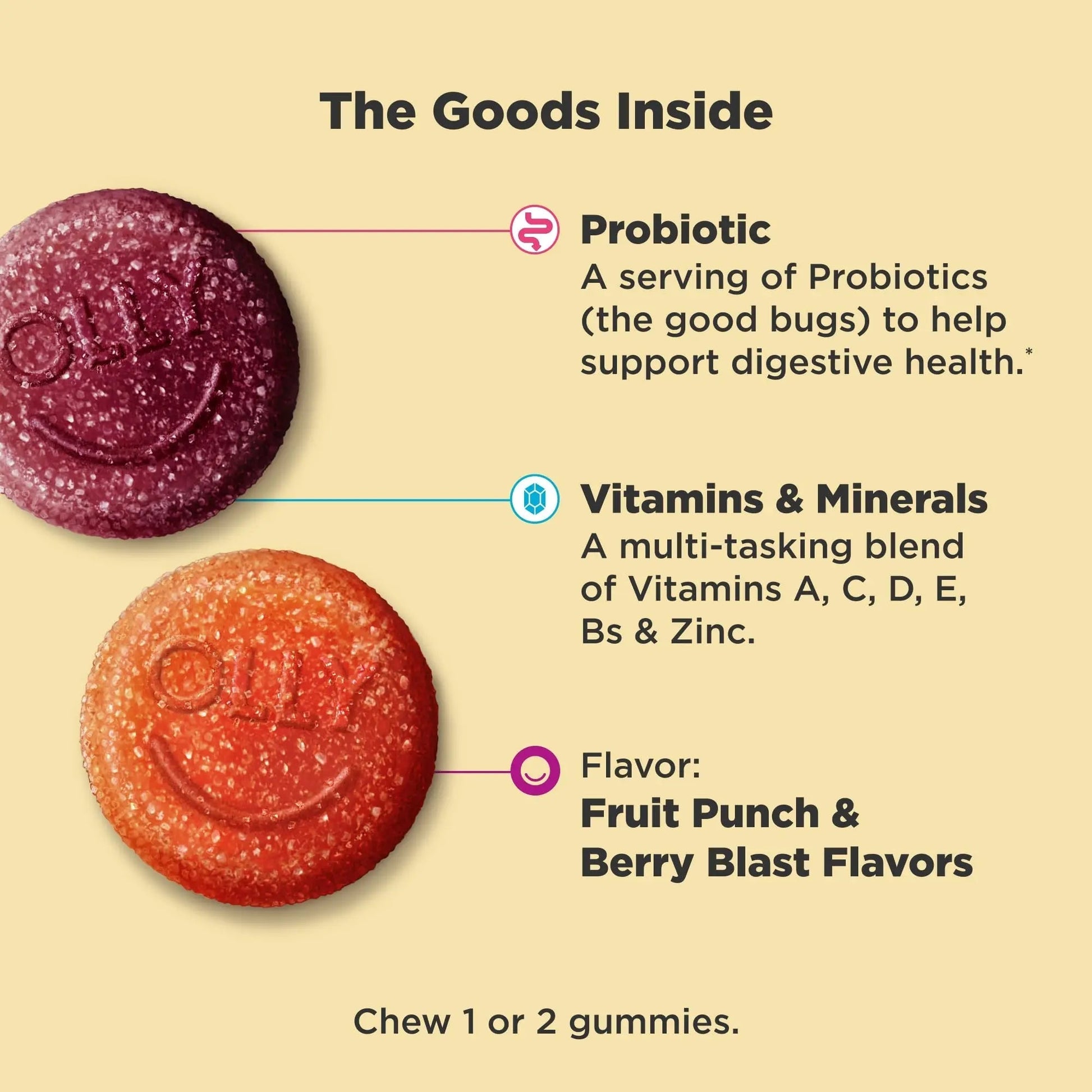 OLLY Kids Multivitamin & Probiotic Gummy, Digestive Support, Vitamins A, D, C, E, B, Zinc, Chewable Supplement OLLY uk supplements