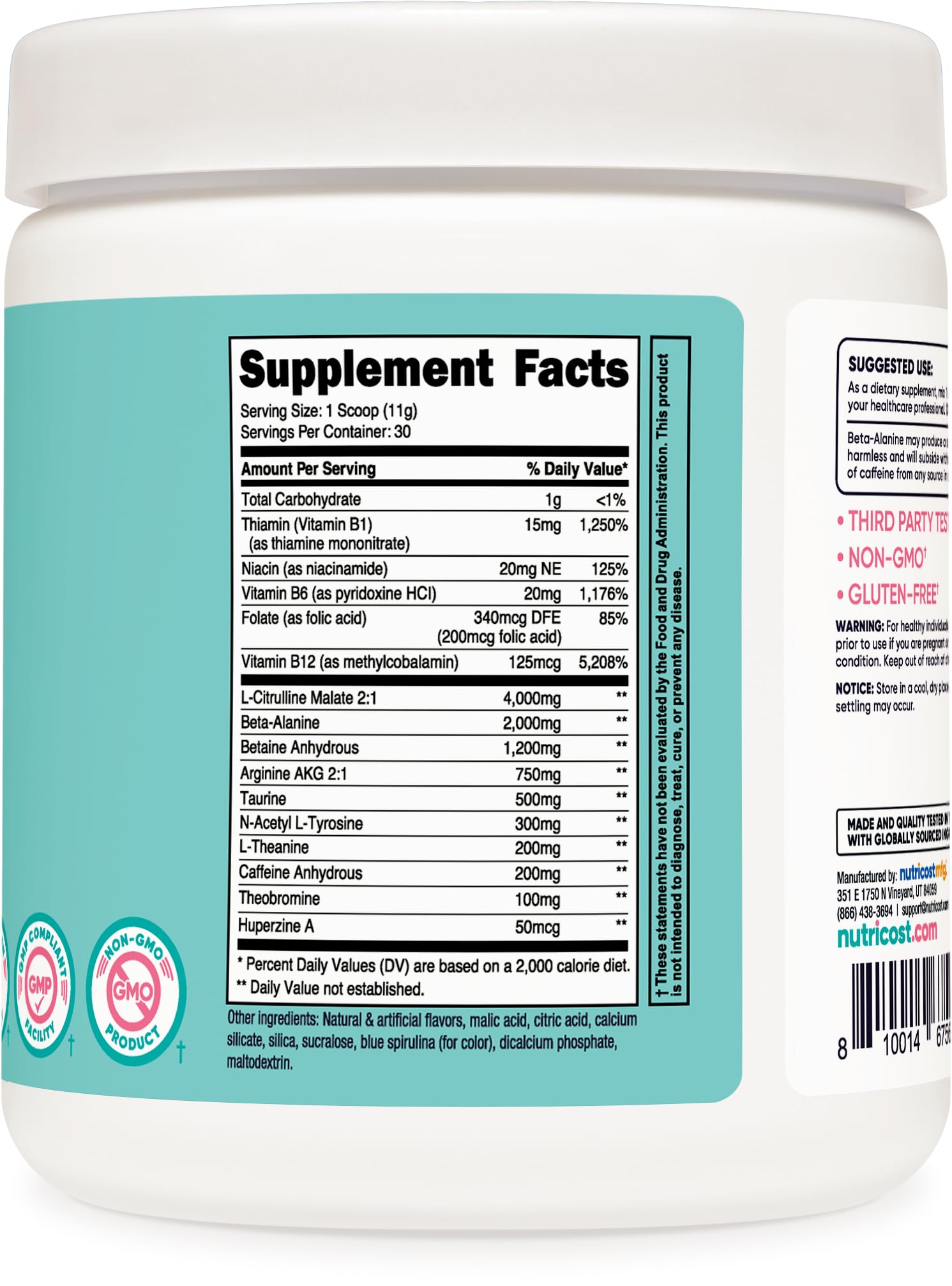 Nutricost Pre-Workout Powder for Women, Blue Raspberry, 30 Servings Nutricost uk supplements