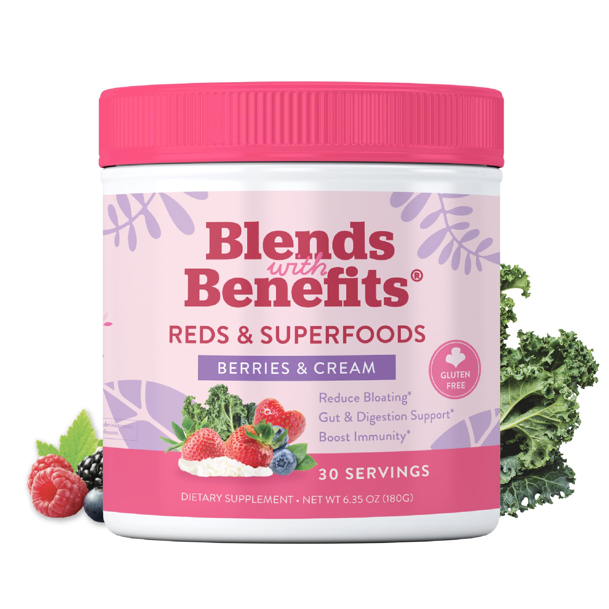 360 Nutrition Blends with Benefits Reds & Superfoods for Natural Antioxidants and Polyphenols, with Fruits & Veggies, Probiotics Digestion, Daily Energy - Berries & Cream - 30 Servings 360 Nutrition uk supplements