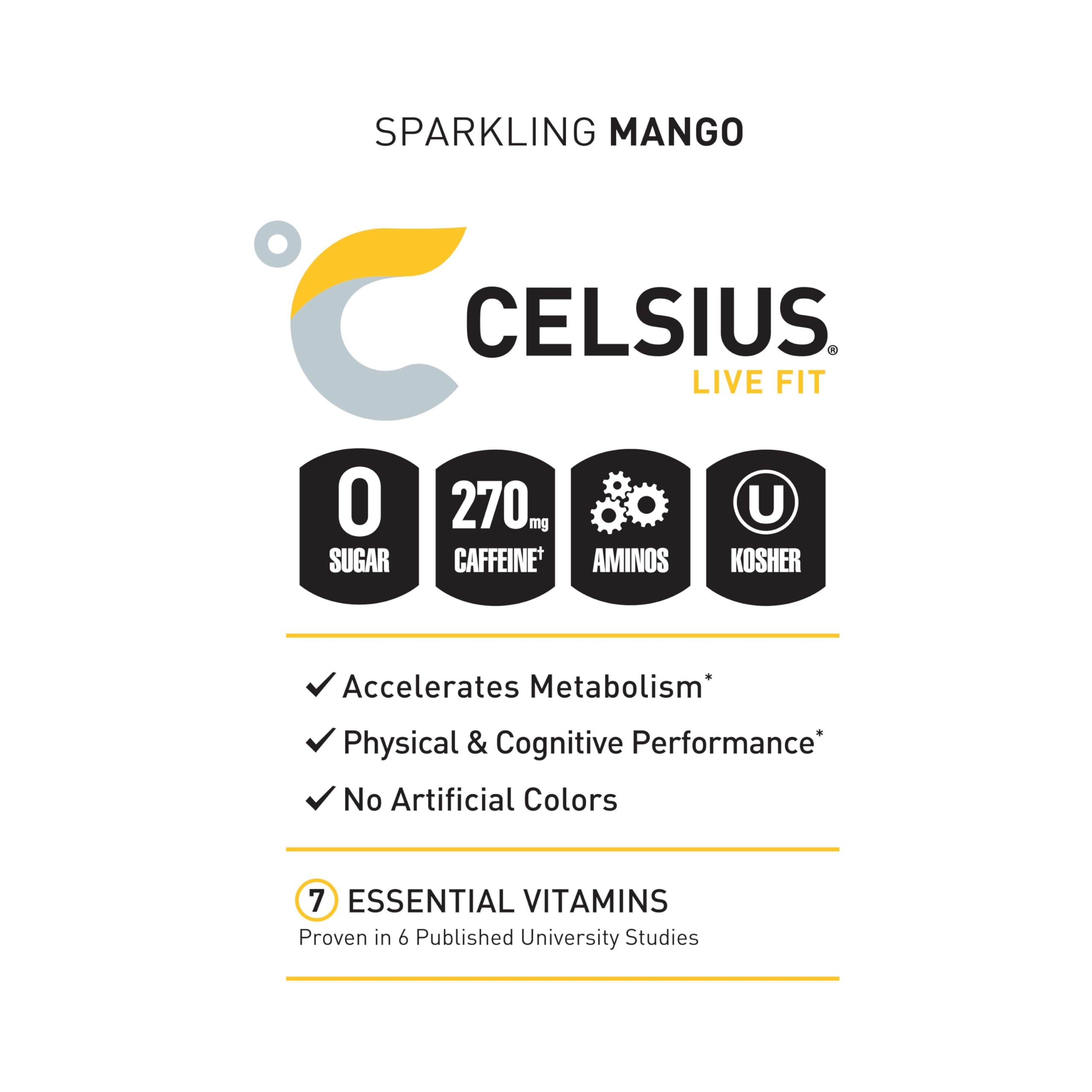 CELSIUS ESSENTIALS, Sparkling Mango Tango, Performance Energy Drink 16 Fl Oz CELSIUS uk supplements