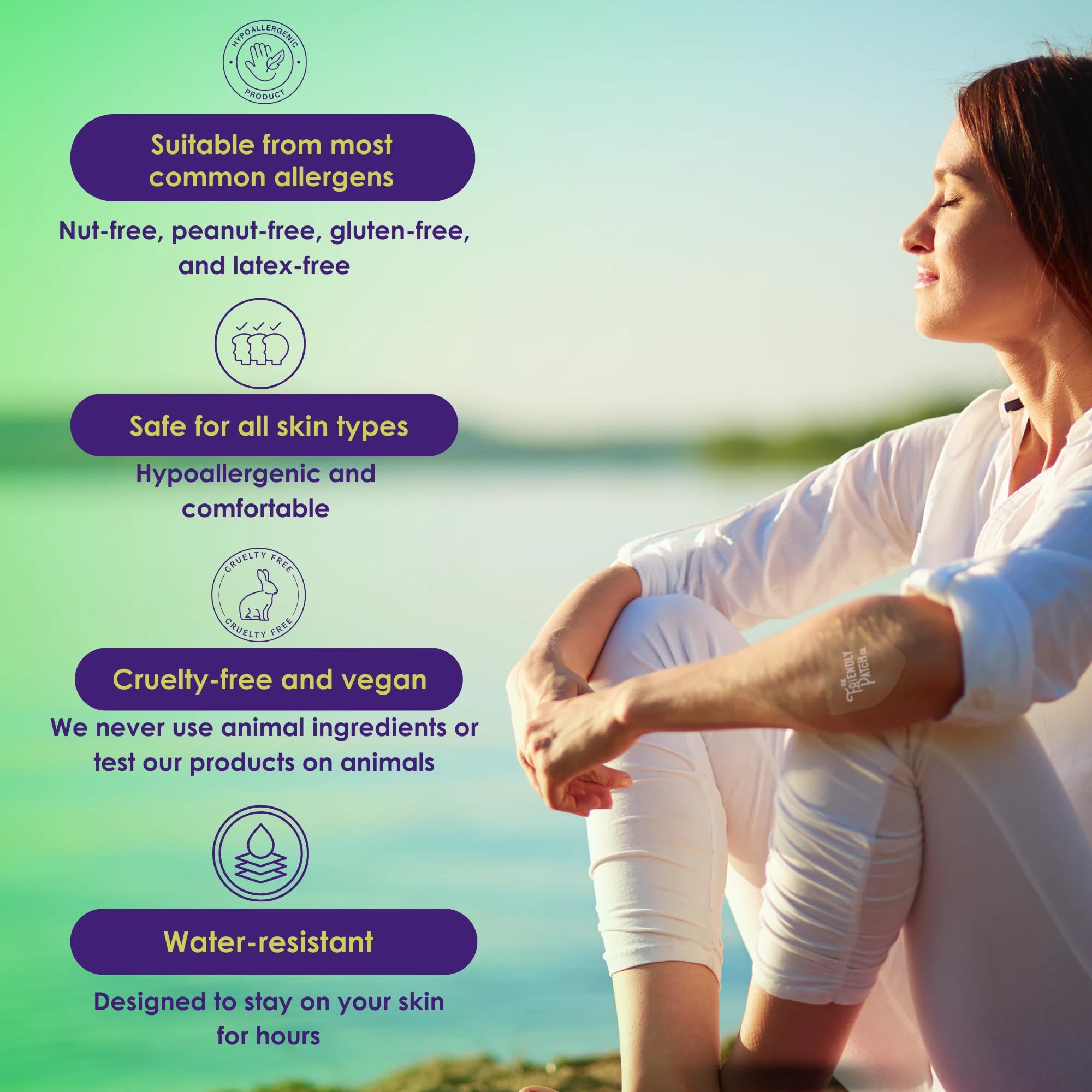 Relief Day Patch - Arnica, White Willow Bark, Saffron & Peppermint for Soreness and discomfort for Women and Men The Friendly Patch CO. uk supplements
