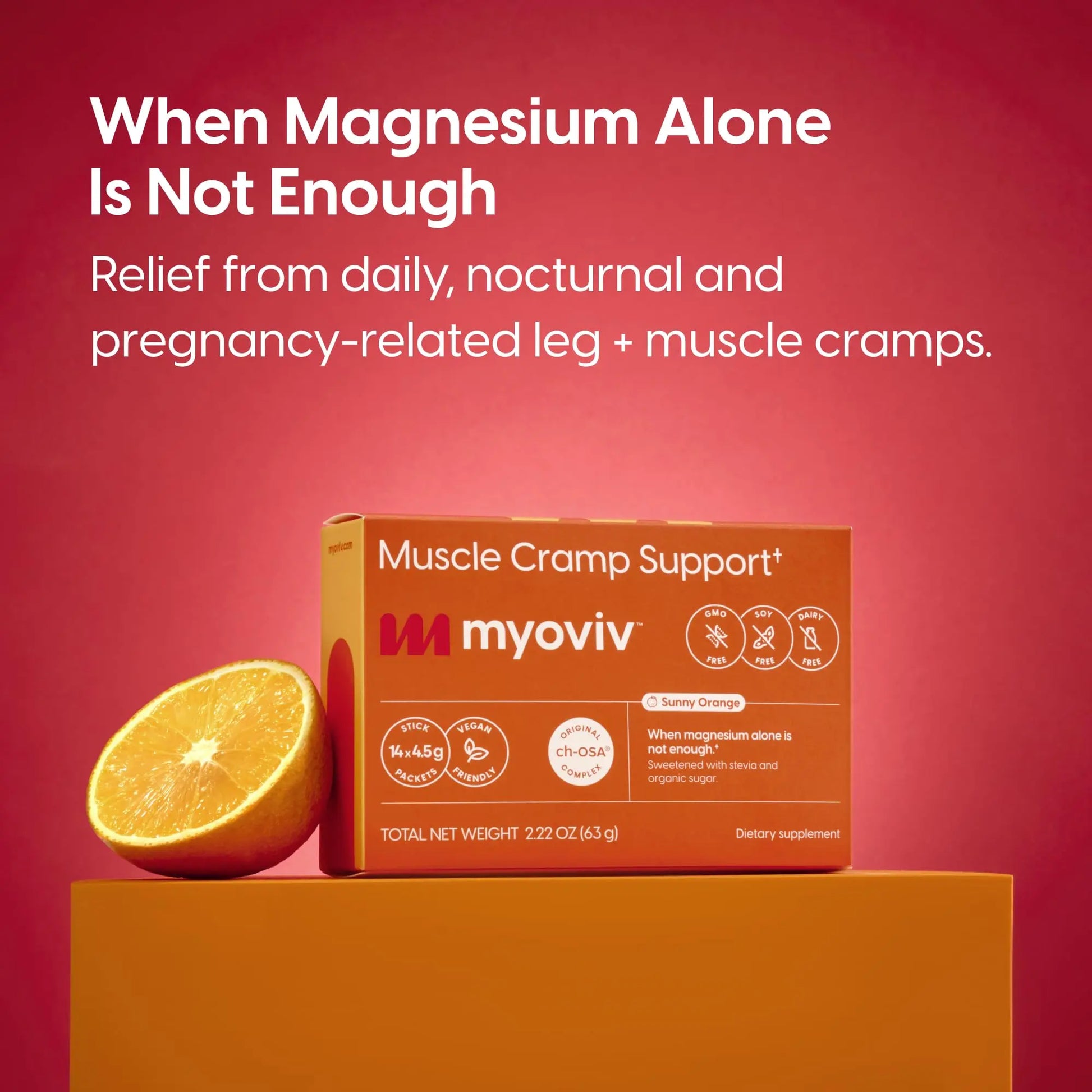 MYOVIV - Powerful Muscle Cramp Relief - 14 Packets (Trial Size), Sunny Orange Flavor - Muscle Cramp Support - Pregnancy & Lactation Safe MYOVIV uk supplements