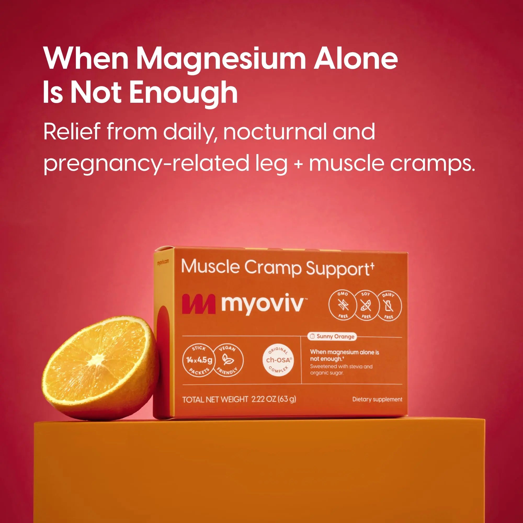 MYOVIV - Powerful Muscle Cramp Relief - 14 Packets (Trial Size), Sunny Orange Flavor - Muscle Cramp Support - Pregnancy & Lactation Safe MYOVIV uk supplements