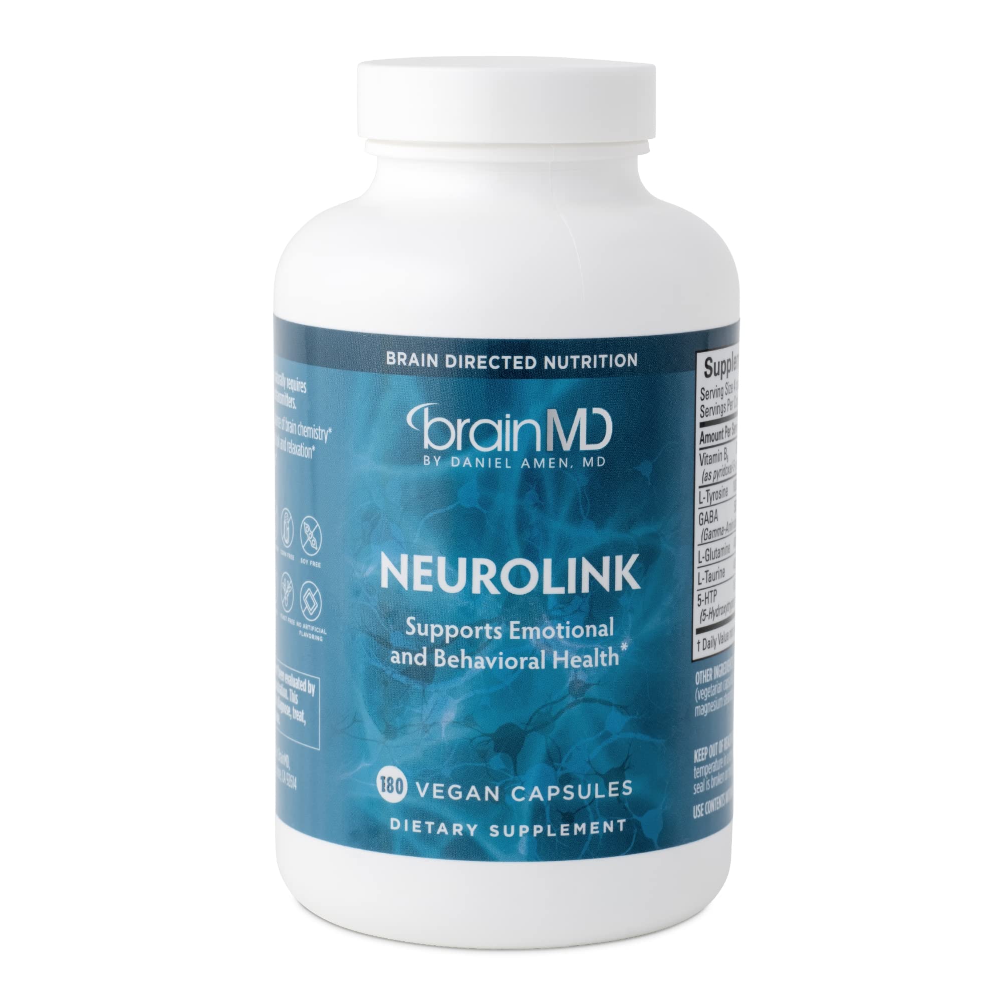 BRAINMD Dr Amen NeuroLink - 180 Capsules - Promotes Optimal Brain Function, Focus & Concentration - Gluten Free - 45 Servings BRAINMD uk supplements