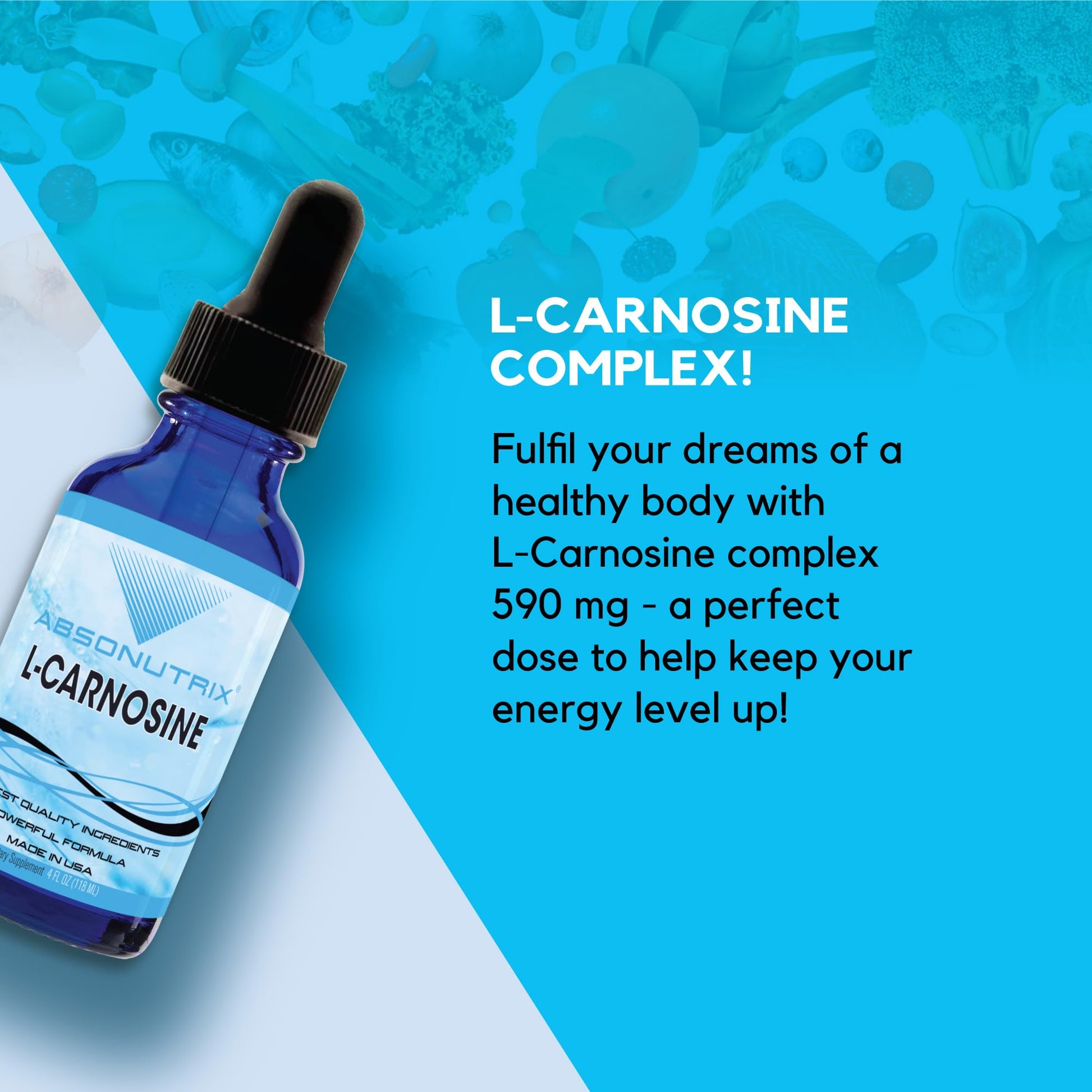 Absonutrix L-Carnosine - 583 mg 4 Oz Bottle, 200 Highly Potent Servings, Easy-to-Consume Drops, High Bioavailability, Third-Party Tested, GMP-Certified, Non-GMO, Cruelty-Free Products, Made in USA Absonutrix uk supplements
