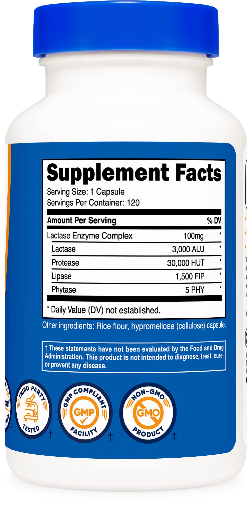 Nutricost Lactase Enzyme Complex 3,000 FCC ALU, 120 Vegetarian Capsules - Non-GMO Nutricost uk supplements