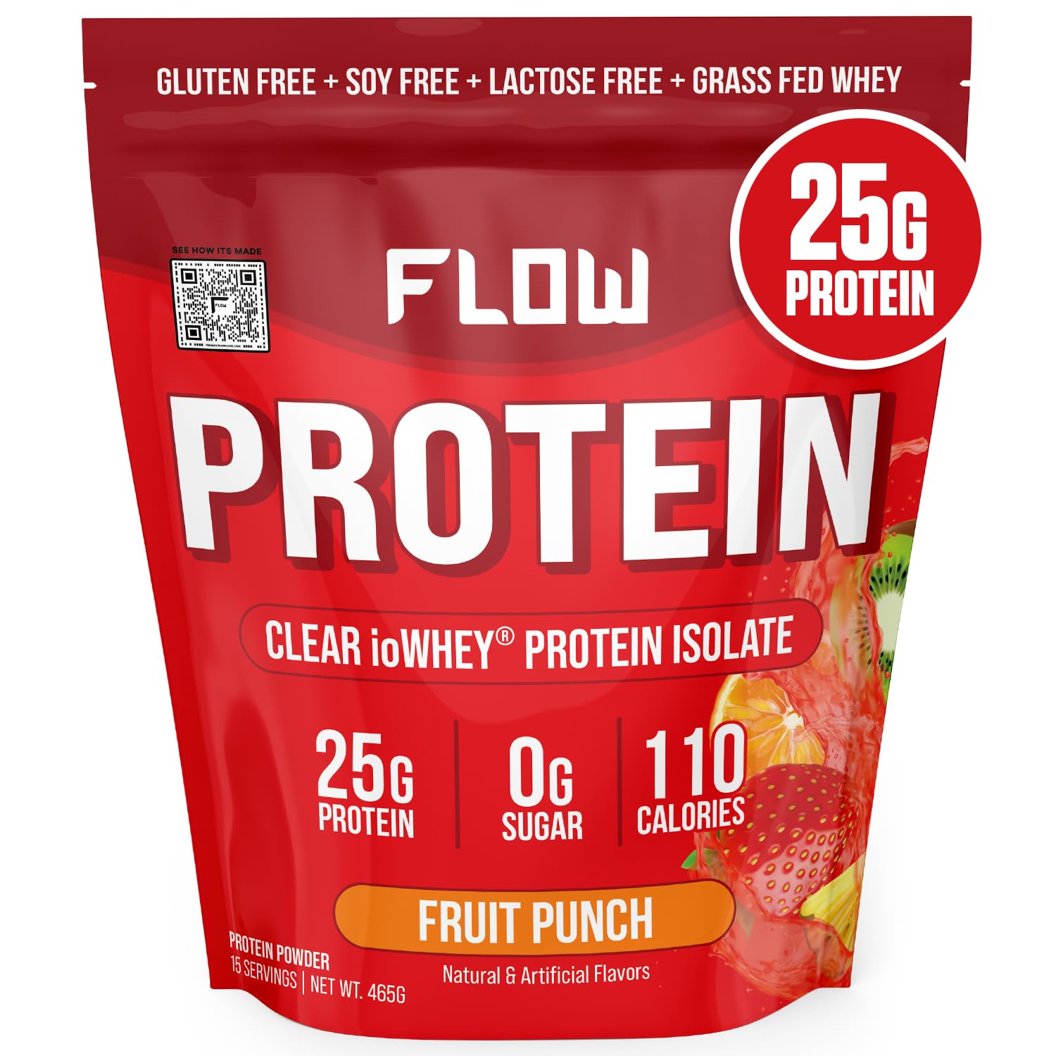 Flow Supps Clear Whey Isolate Protein Powder, Fruit Punch - 15 Servings, 25g Protein Flow Supplements uk supplements