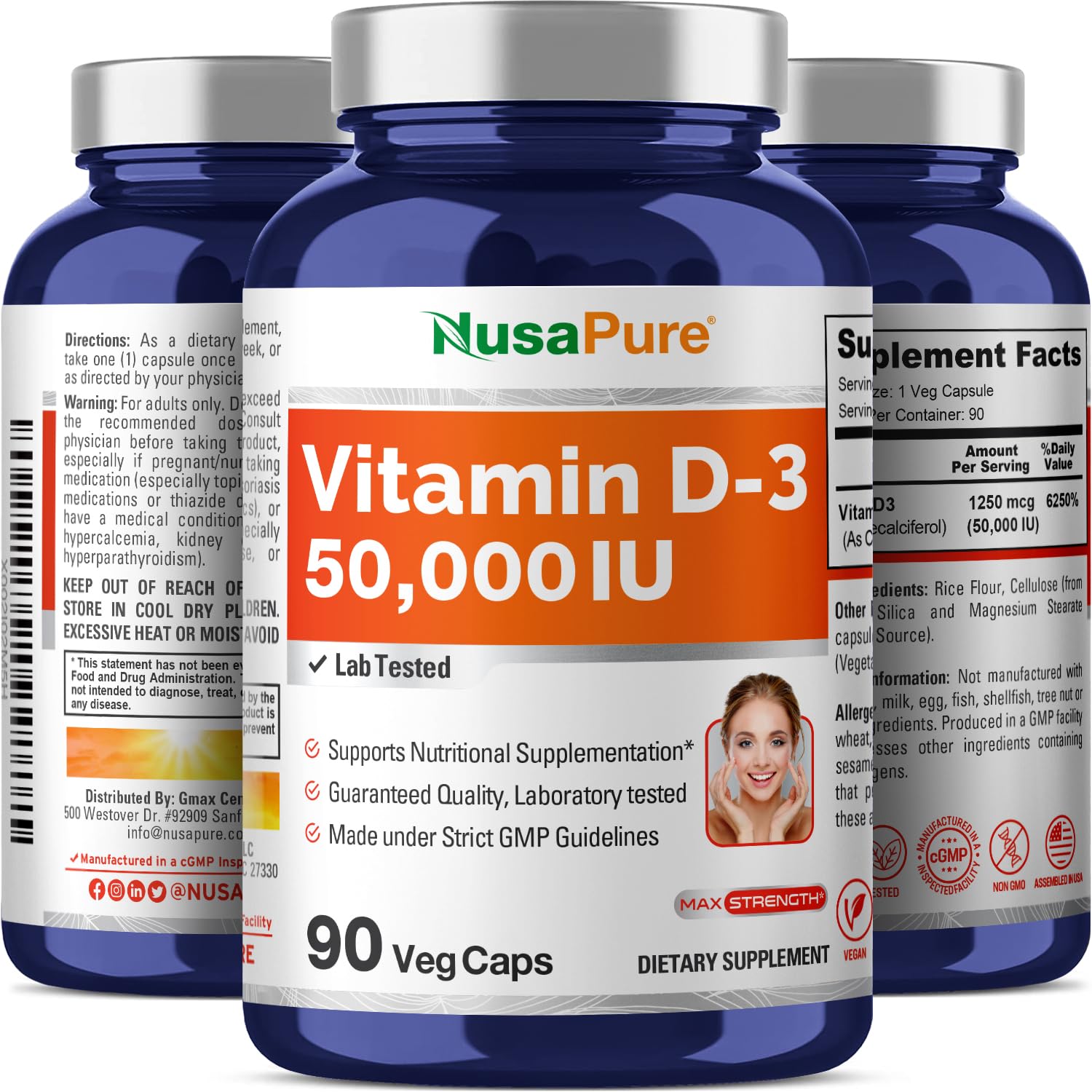 NusaPure Vitamin D3 50,000 IU 90 Veggie Capsules (Non-GMO & Vegan) NusaPure uk supplements