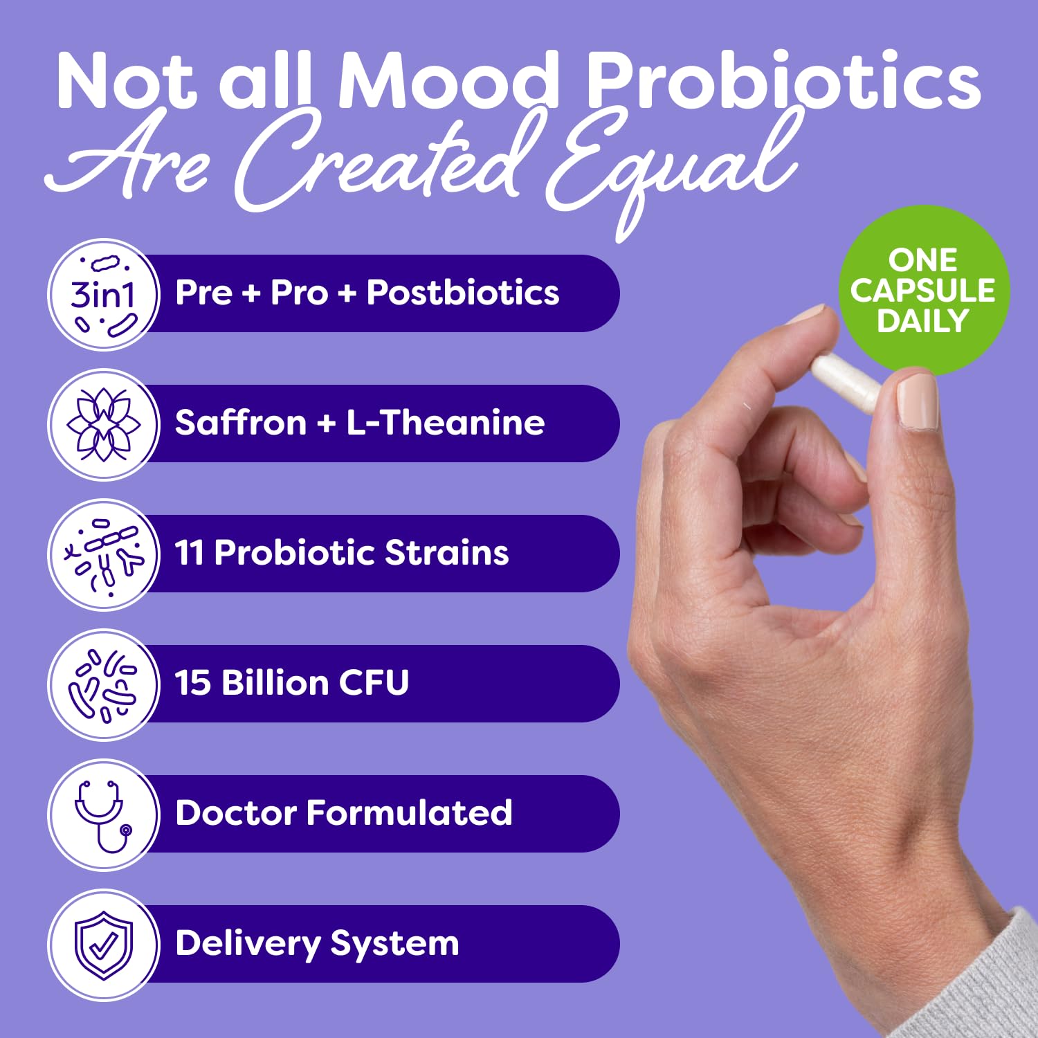 Probulin Mood Probiotics for Women with Saffron, L Theanine, Probiotic, Prebiotic, Postbiotic - Mood Support Supplement & Gut Support - Vegan, Non GMO, 30 Capsules Probulin uk supplements