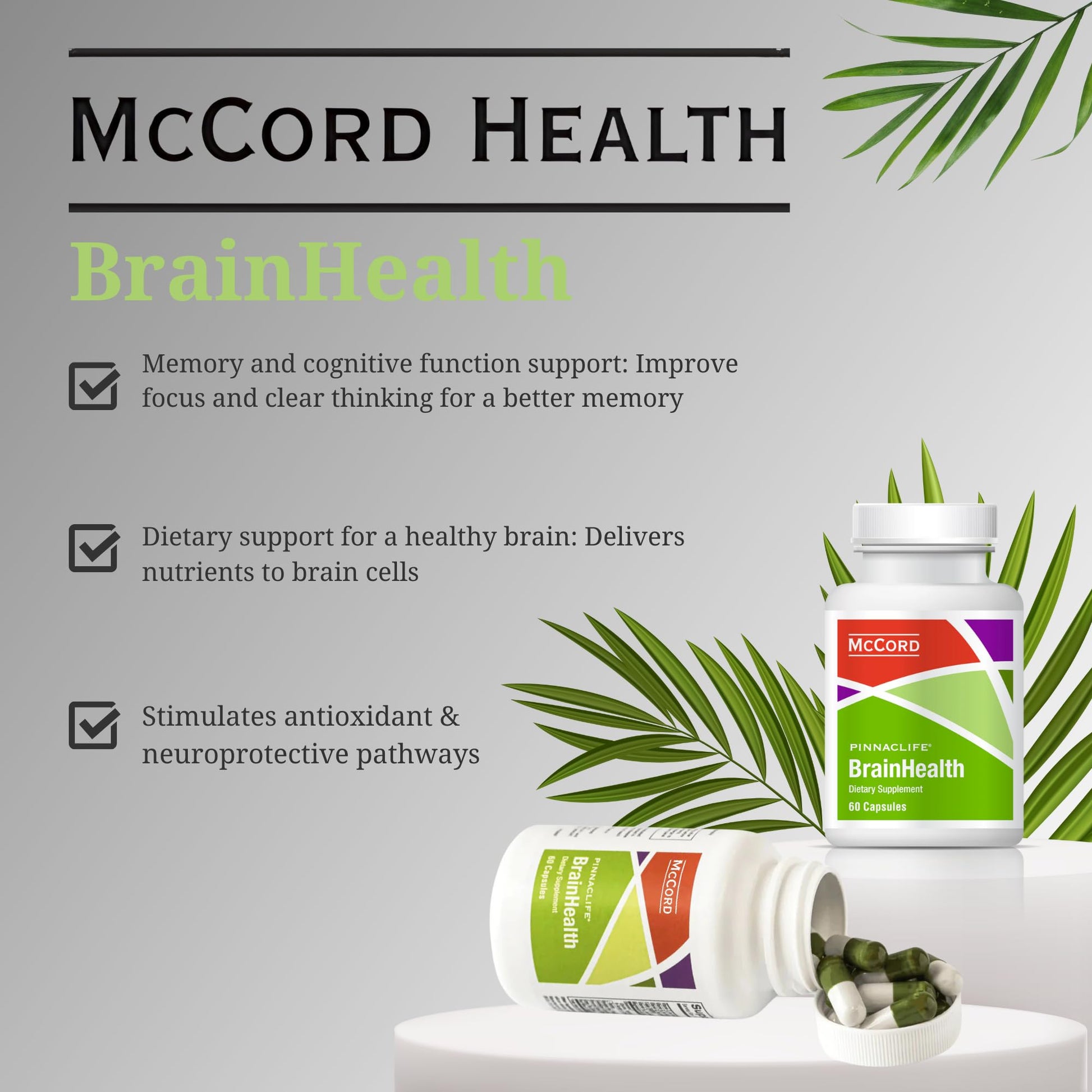 BrainHealth Brain Supplement - Amplify Memory, Increase Focus, Enhance Clarity & Gain Productivity For Men & Women, Olivamine, Vitamin D, Vitamin B6 & B12, Rhodiola Rosea, Magnesium, Taurine Pinnaclife uk supplements