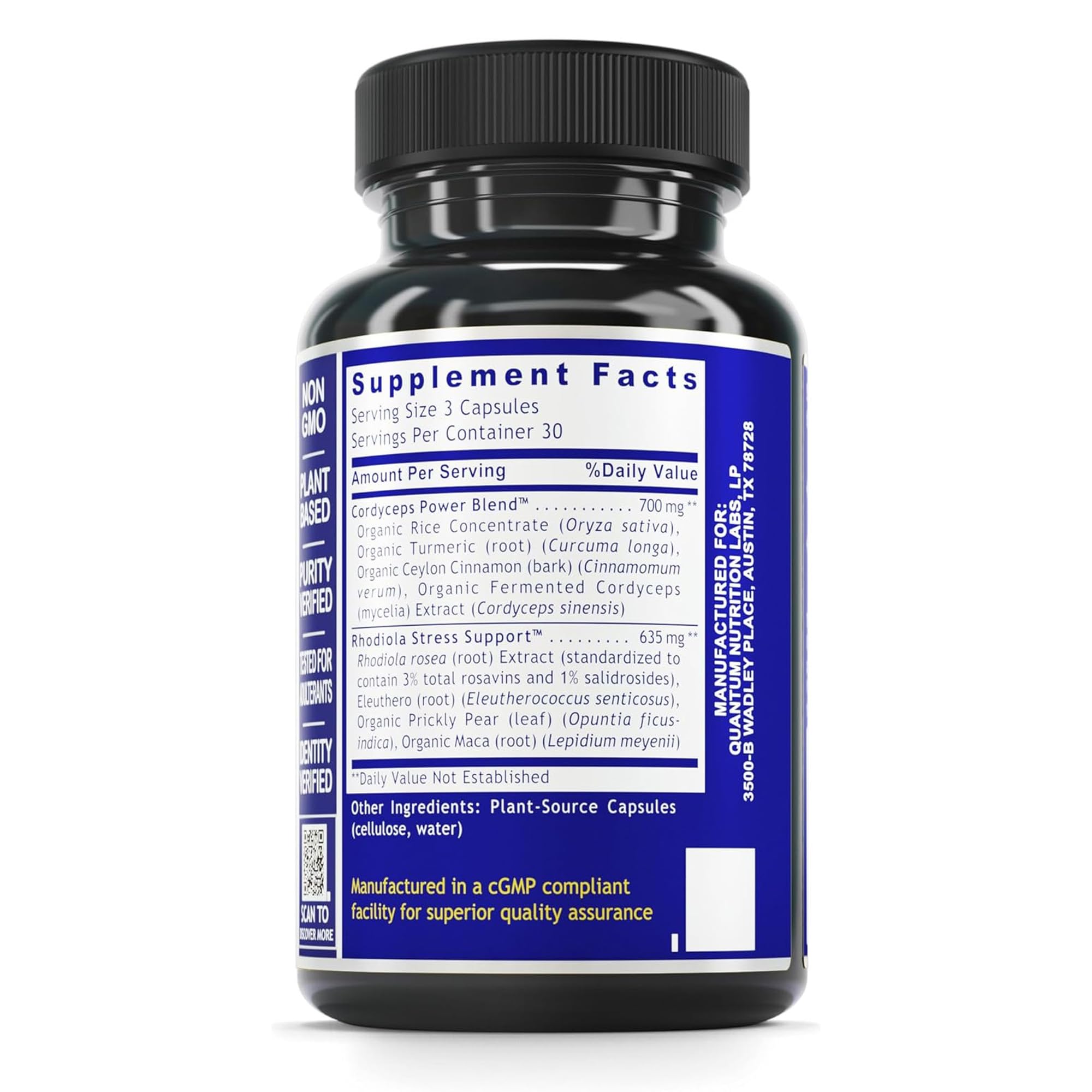 QNL Quantum Fatigue Support - Vegan Rhodiola Rosea Root Supplement, Organic Adaptogen Blend for Occasional Physical & Cognitive Stress - 90 Plant-Based Capsules Quantum Nutrition uk supplements