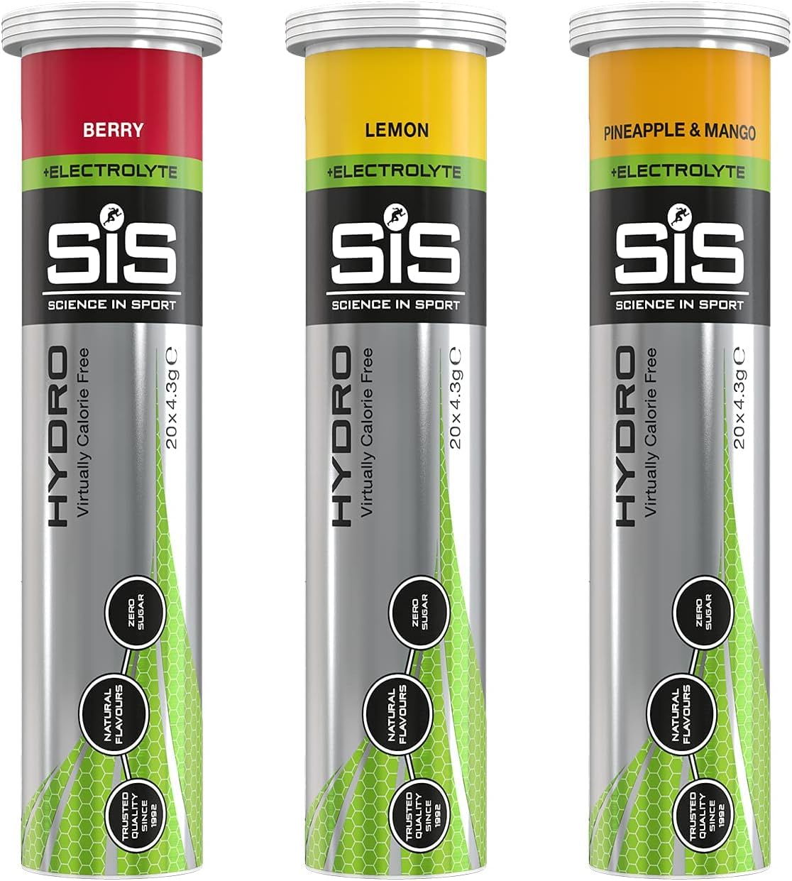 Science In Sport Hydro Hydration Tablets, Variety Pack Pineapple Mango, Berry, Lemon Science in Sport uk supplements