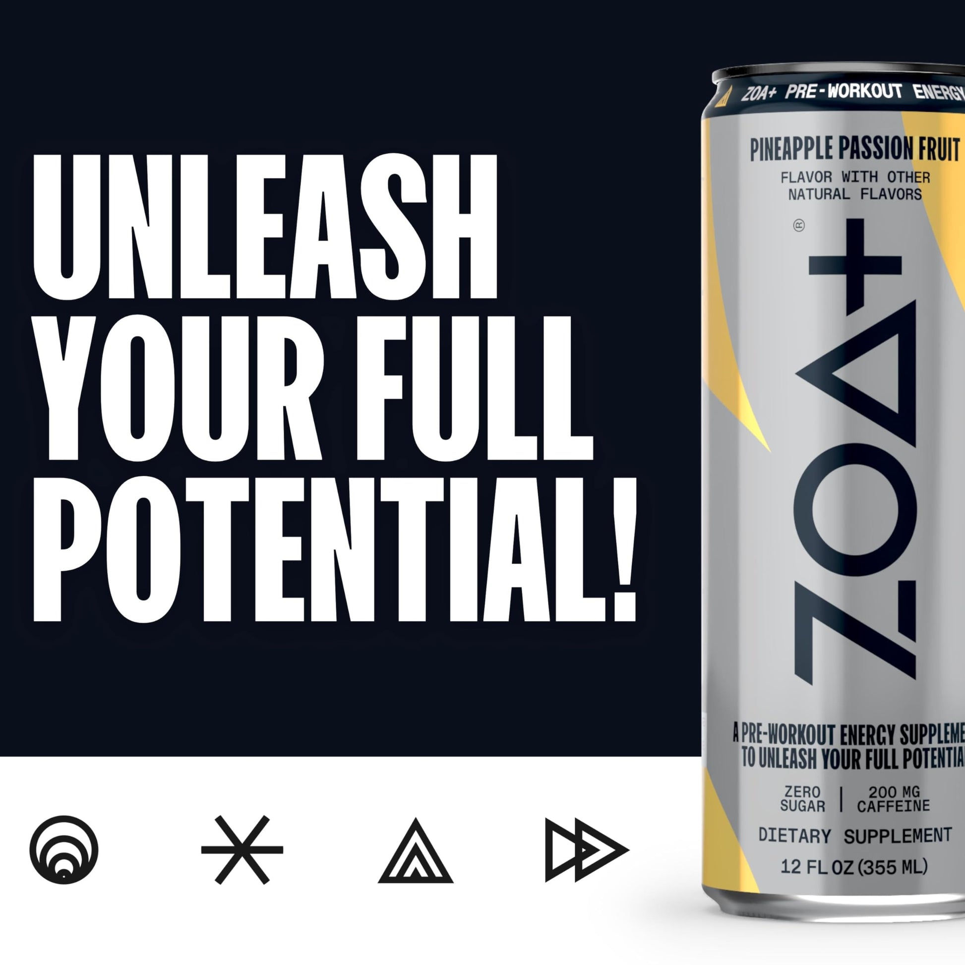ZOA+ Pre-Workout Sugar-Free Energy Drink, Pineapple Passionfruit - Zero Sugar ZOA uk supplements