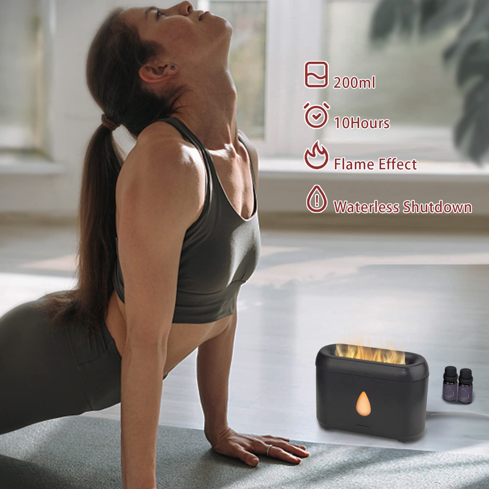 200ml Compact Small Flame Diffuser for Essential Oil (Black) Phimuezl uk supplements