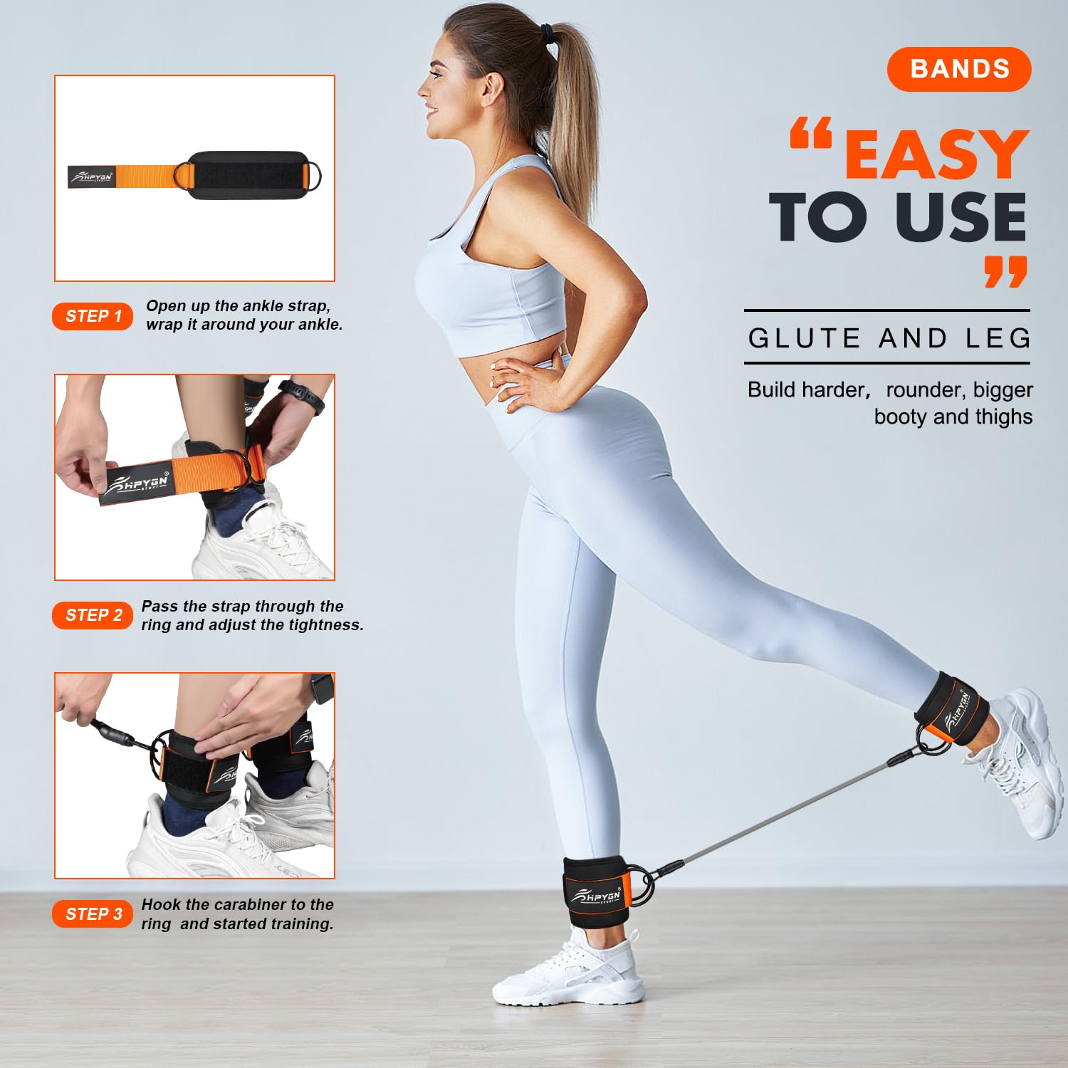 Ankle Resistance Bands with Cuffs for Leg and Glute Training - Exercise Equipment HPYGN uk supplements