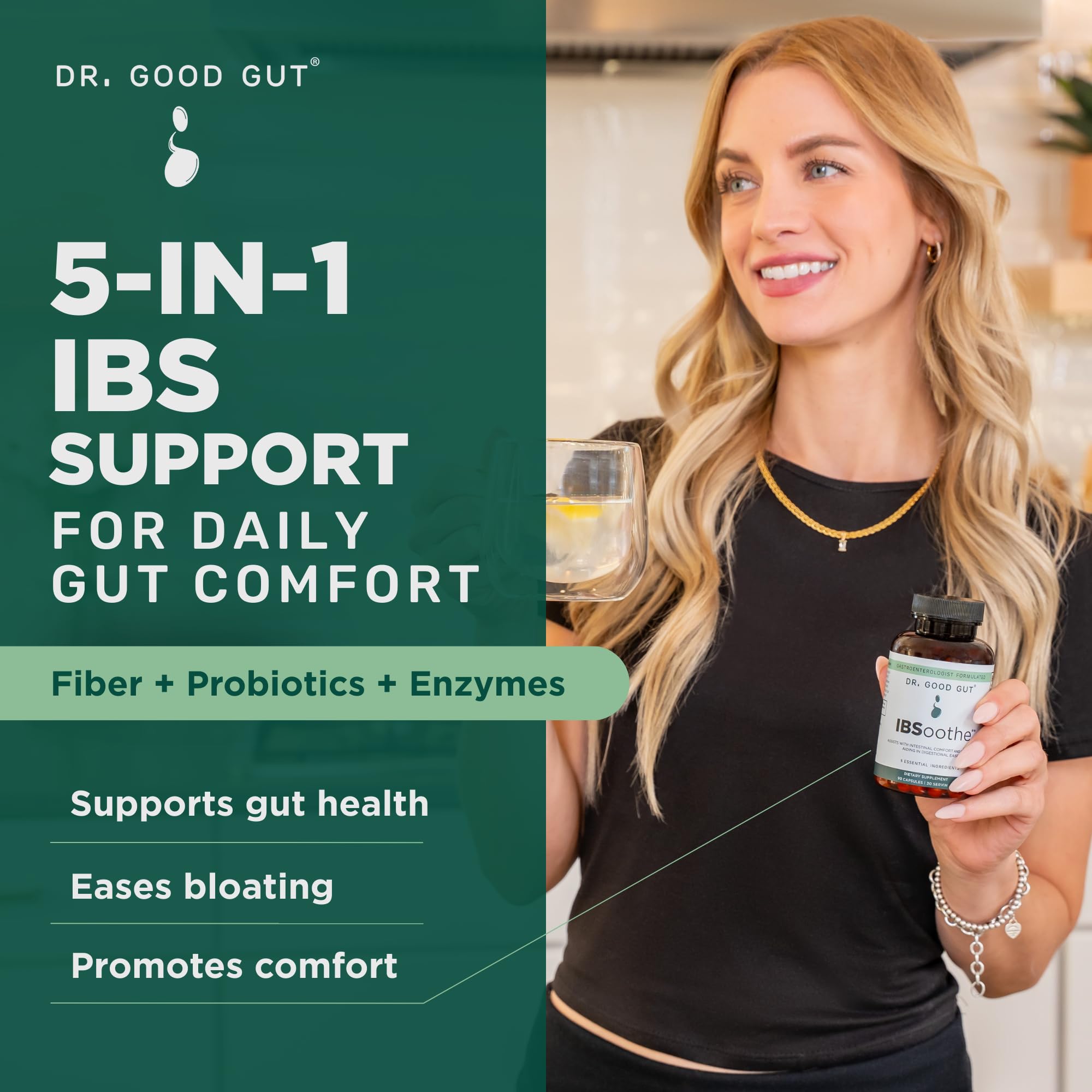 IBSoothe by Dr. Good Gut – Gut Health Supplement for Women & Men with Fiber, Probiotics, Enzymes & Peppermint Oil for Bloating Relief, Digestive Support, IBS Relief & Daily Gut Wellness – 90 Capsules DR. GOODGUT uk supplements