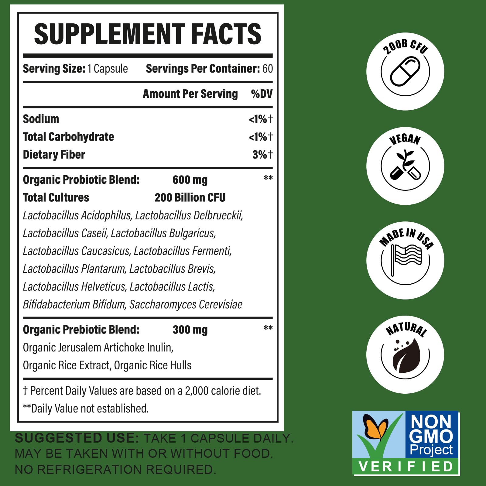 Probiotics for Women & Men, 200 Billion CFU 12 Strains with 3 Organic Prebiotics and Probiotics for Digestive Health Gut, Immune, Bloating & Gas, Energy, Overall Health, Shelf Stable - 2 Month Supply Cfuful uk supplements