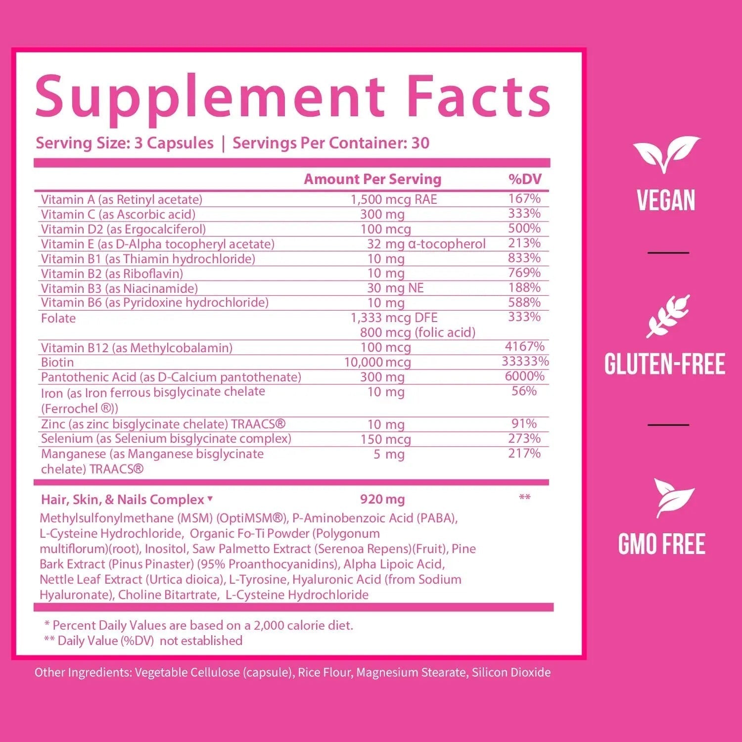 GOBIOTIX Hair Skin and Nails Vitamin Supplement - 10000mcg Biotin Pills with Hyaluronic Acid, Folate, Iron, Magnesium, and Zinc GOBIOTIX uk supplements