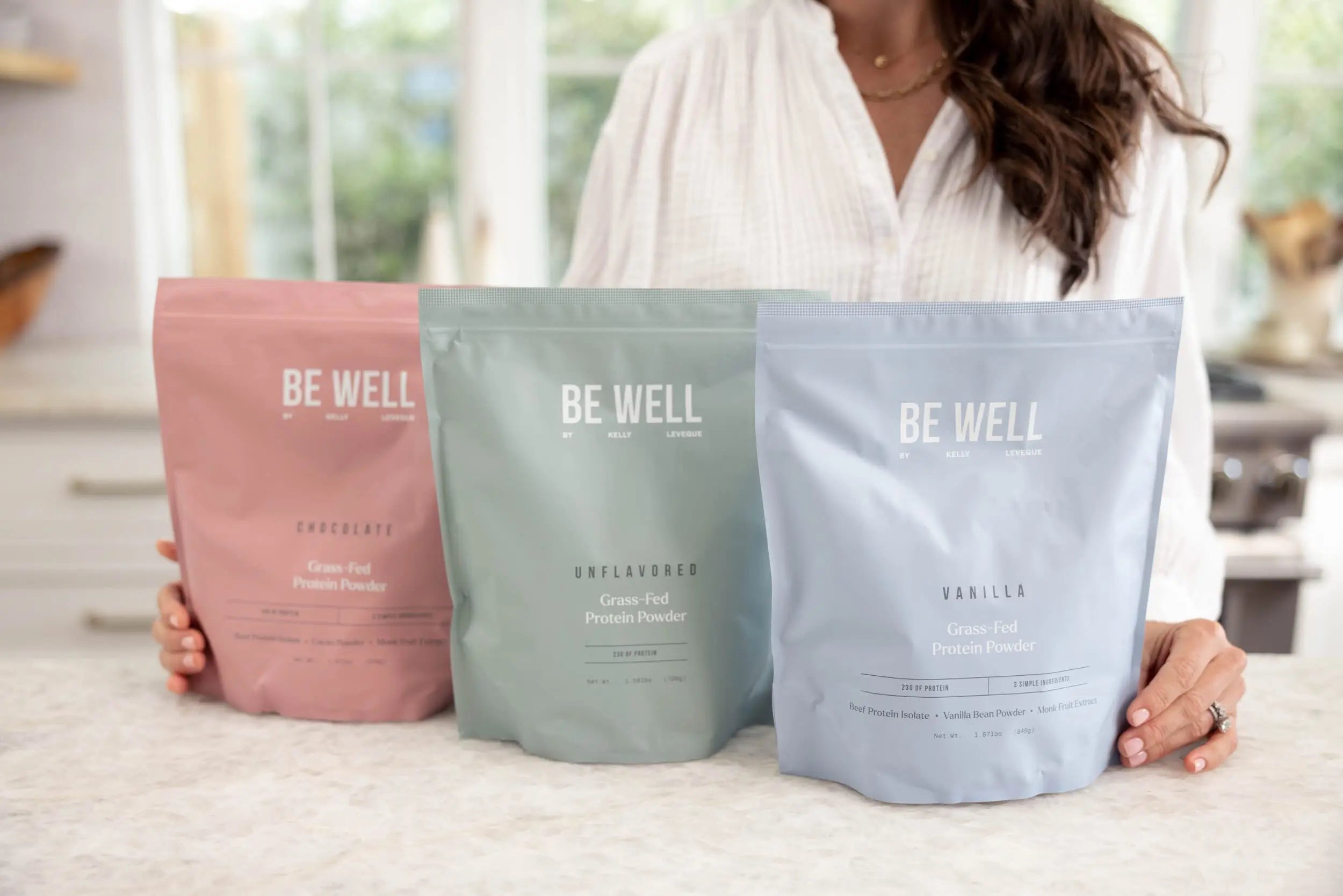 Be Well by Kelly Chocolate Grass-Fed Beef Protein Powder, 24G of Protein & 1G Net Carbs (3 Ingredients, 30 Servings) 9 Amino Acids + 3 BCAAs No Soy, No Dairy, Stevia-Free, No Sugar Added 1.87lb 849g Be Well by Kelly LeVeque uk supplements