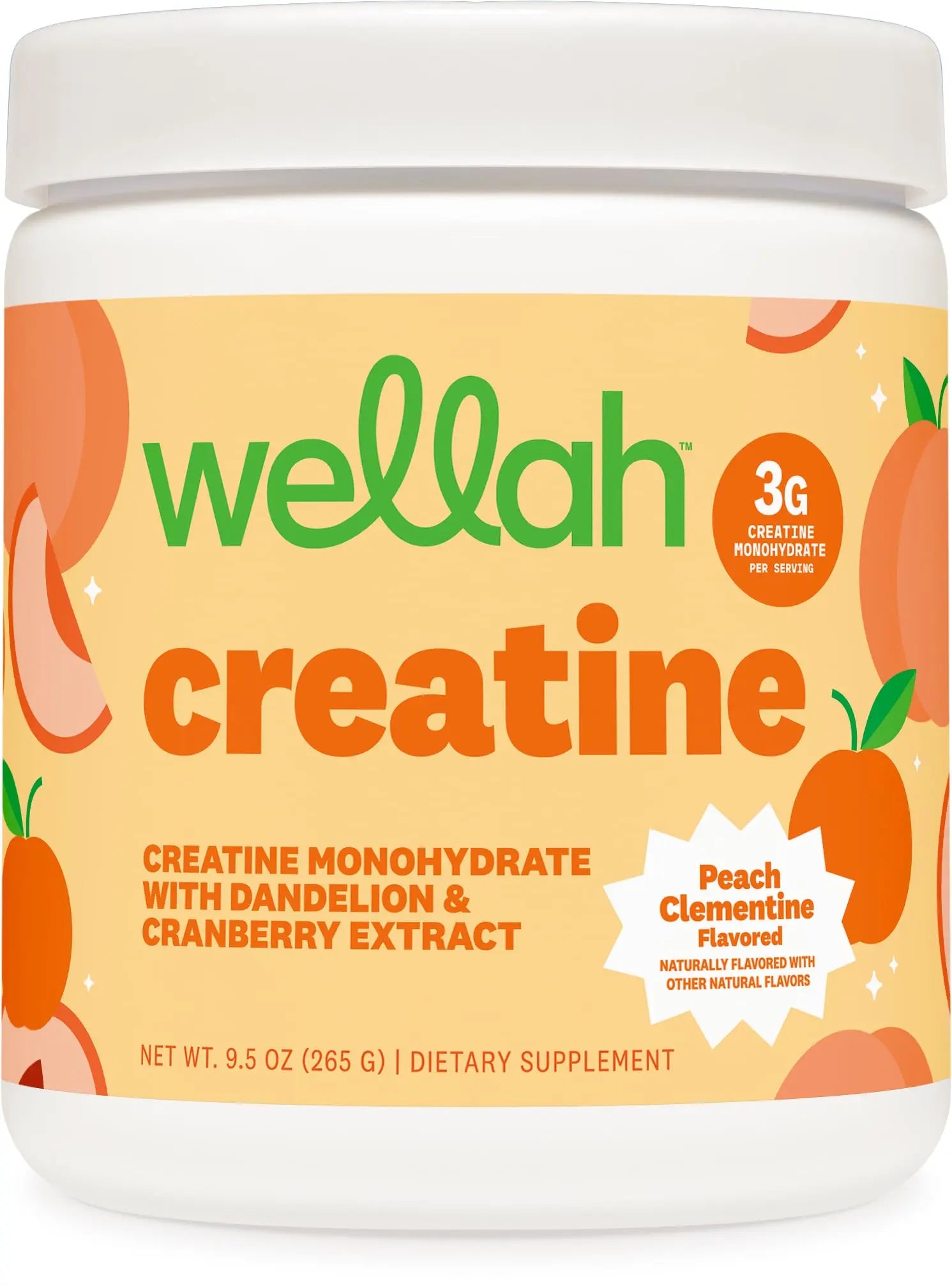 Wellah Creatine for Women - Creatine Monohydrate with Dandelion & Cranberry Extract (50 Servings, Clementine Peach) Wellah uk supplements
