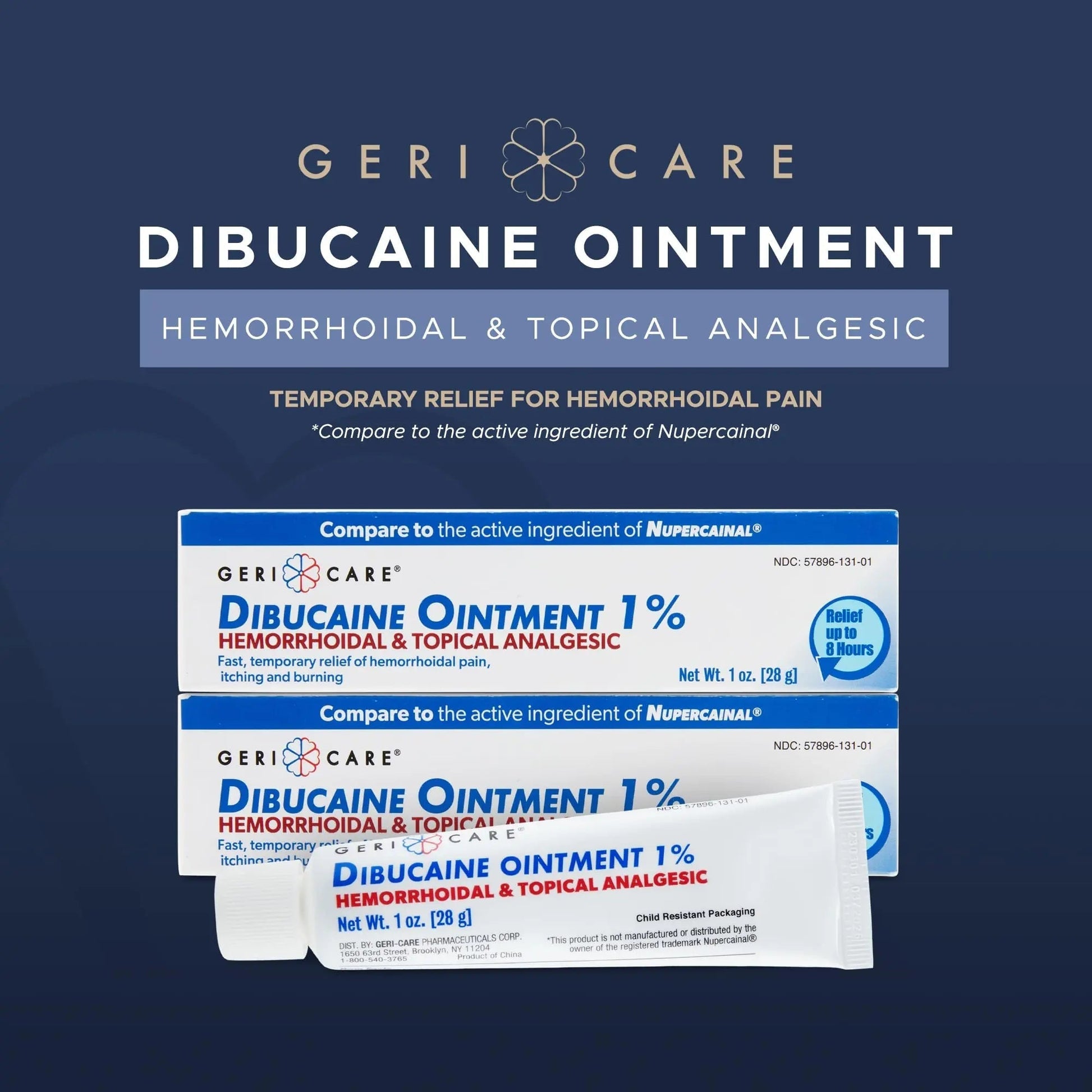 GeriCare Dibucaine Hemorroid Ointment 1% Pain-Relief Hemorrhoid Cream |Hemorroidal & Topical Analgesic| Quick Relief from Burning & Itching | Fast-Acting External Hemorrhoid Treatment 1oz (2 Pack) GeriCare uk supplements
