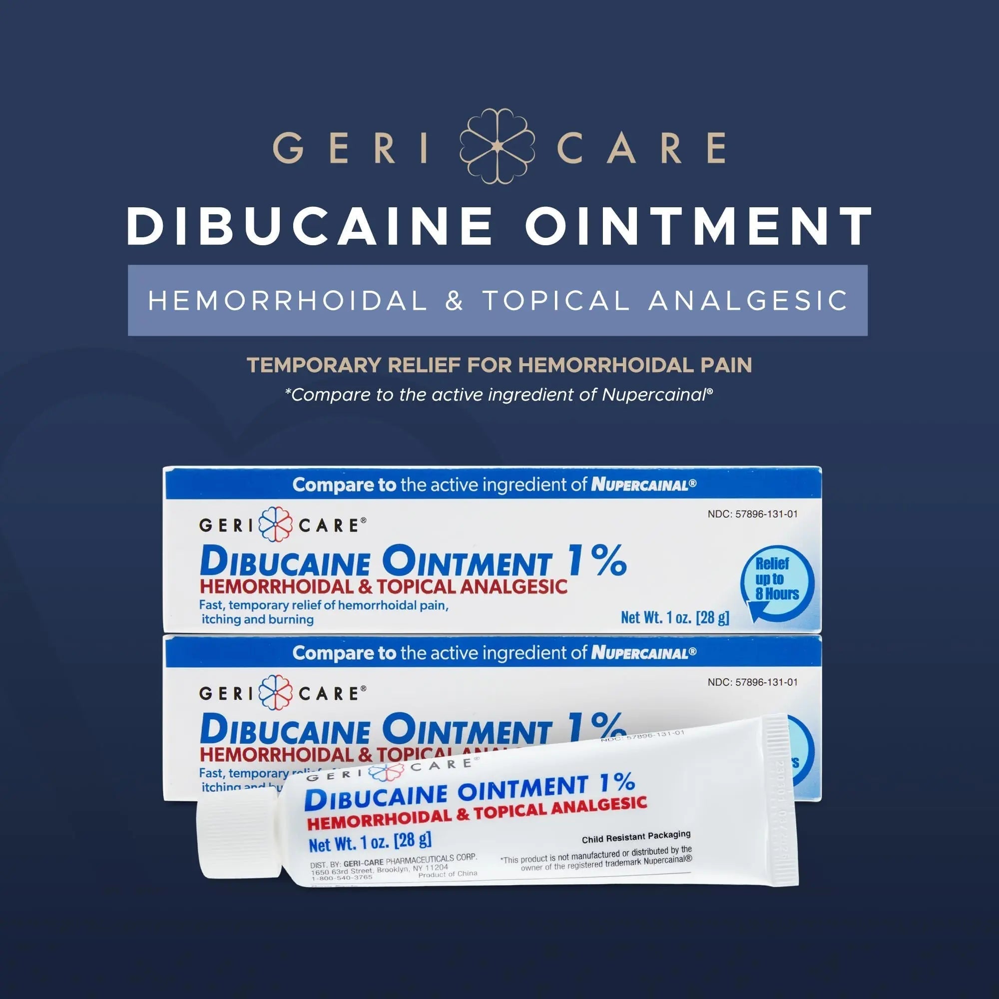 GeriCare Dibucaine Hemorroid Ointment 1% Pain-Relief Hemorrhoid Cream |Hemorroidal & Topical Analgesic| Quick Relief from Burning & Itching | Fast-Acting External Hemorrhoid Treatment 1oz (2 Pack) GeriCare uk supplements