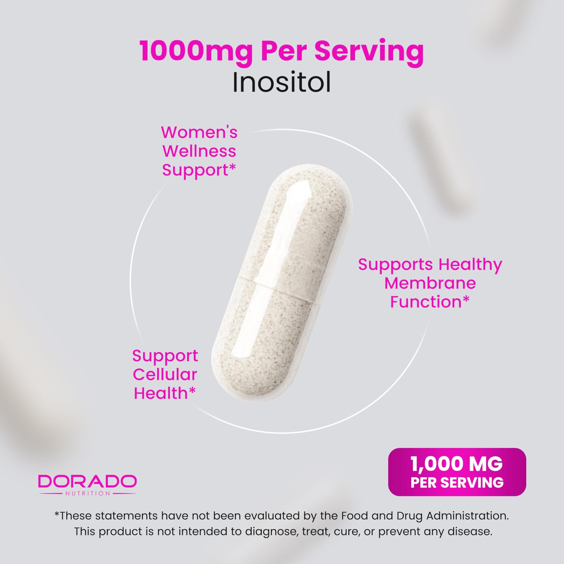Inositol Capsules (Myo Inositol) (1000mg Per Serving 120 Capsules) Myo Inositol Supplement for Women Hormone Balance Support - Vegan Safe - Third Party Tested - Gluten Free & Made in USA (120 Count) DORADO NUTRITION uk supplements