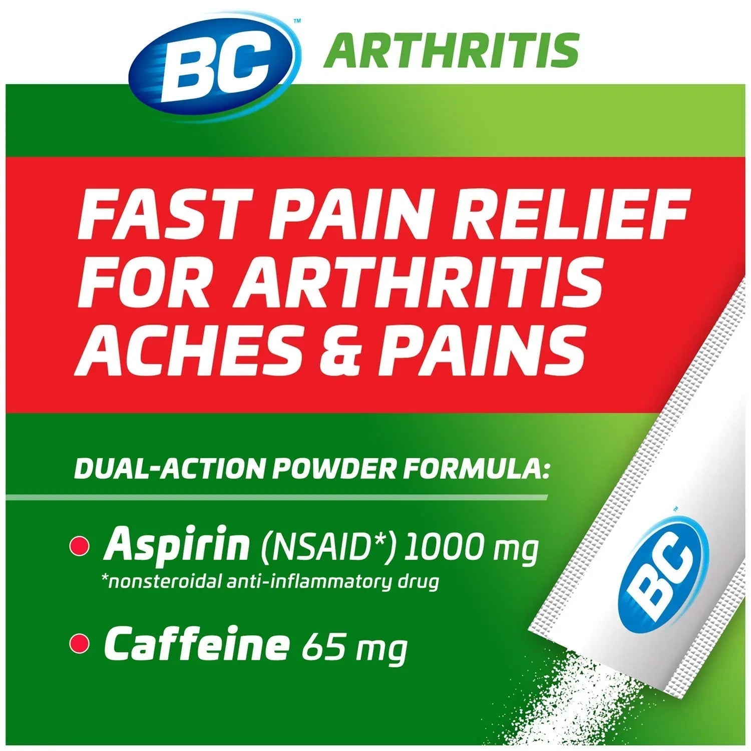 BC Powder Arthritis Pain Reliever, Aspirin Dissolve Packs, 50 Count Powder Packets BC uk supplements