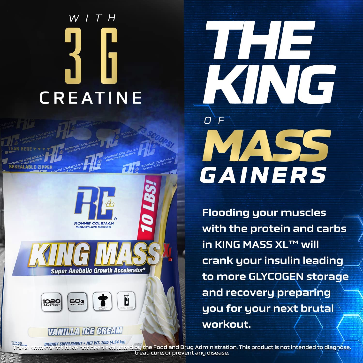 Ronnie Coleman Signature Series King Mass XL Mass Gainer Protein Powder, Muscle Ronnie Coleman Signature Series uk supplements