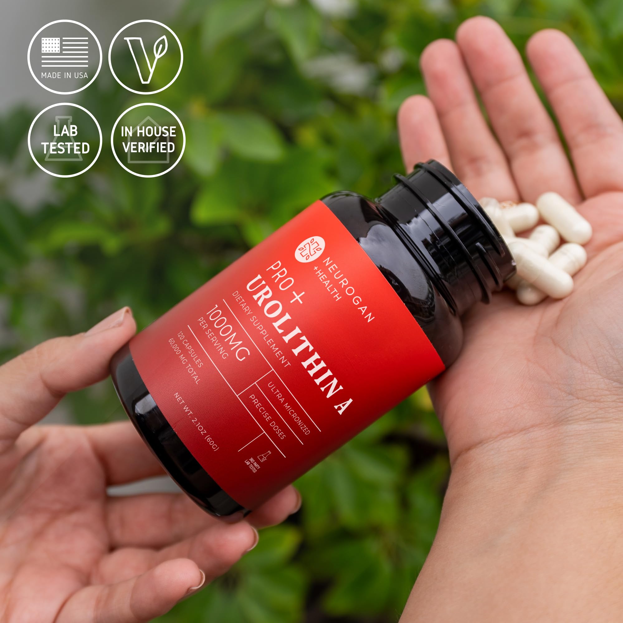 Neurogan Urolithin A PRO Capsules - 1000mg, 120 Ct - Advanced Cellular Health, Post Biotic Supplements - Ultra Micronized Urolithin A Supplement, Sourced from Pomegranate Extract Neurogan uk supplements
